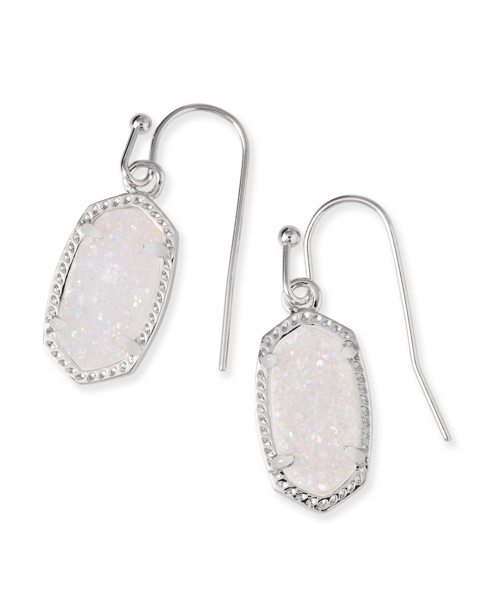 Lee Silver Drop Earrings in Iridescent Drusy Kendra Scott