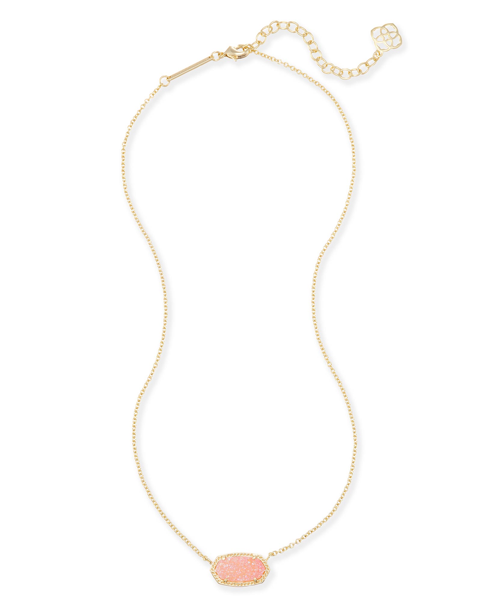 Elisa Gold Pendant Necklace in Pink Drusy Kendra Scott