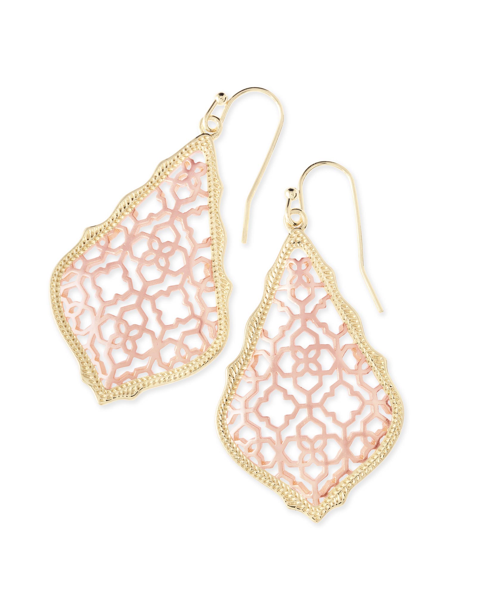 Addie Gold Drop Earrings in Rose Gold Filigree Kendra Scott