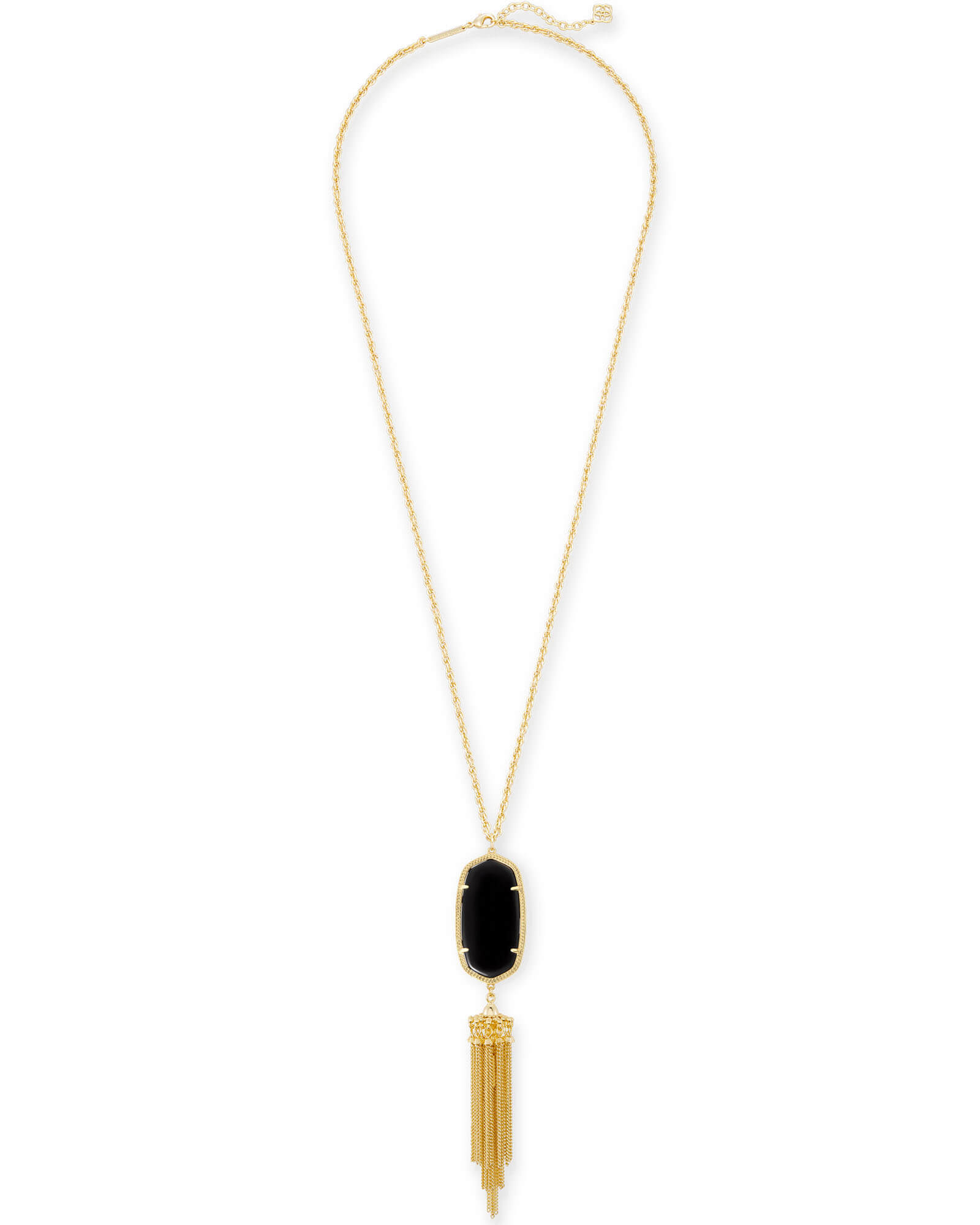 Rayne Gold Long Pendant Necklace in Black | Kendra Scott