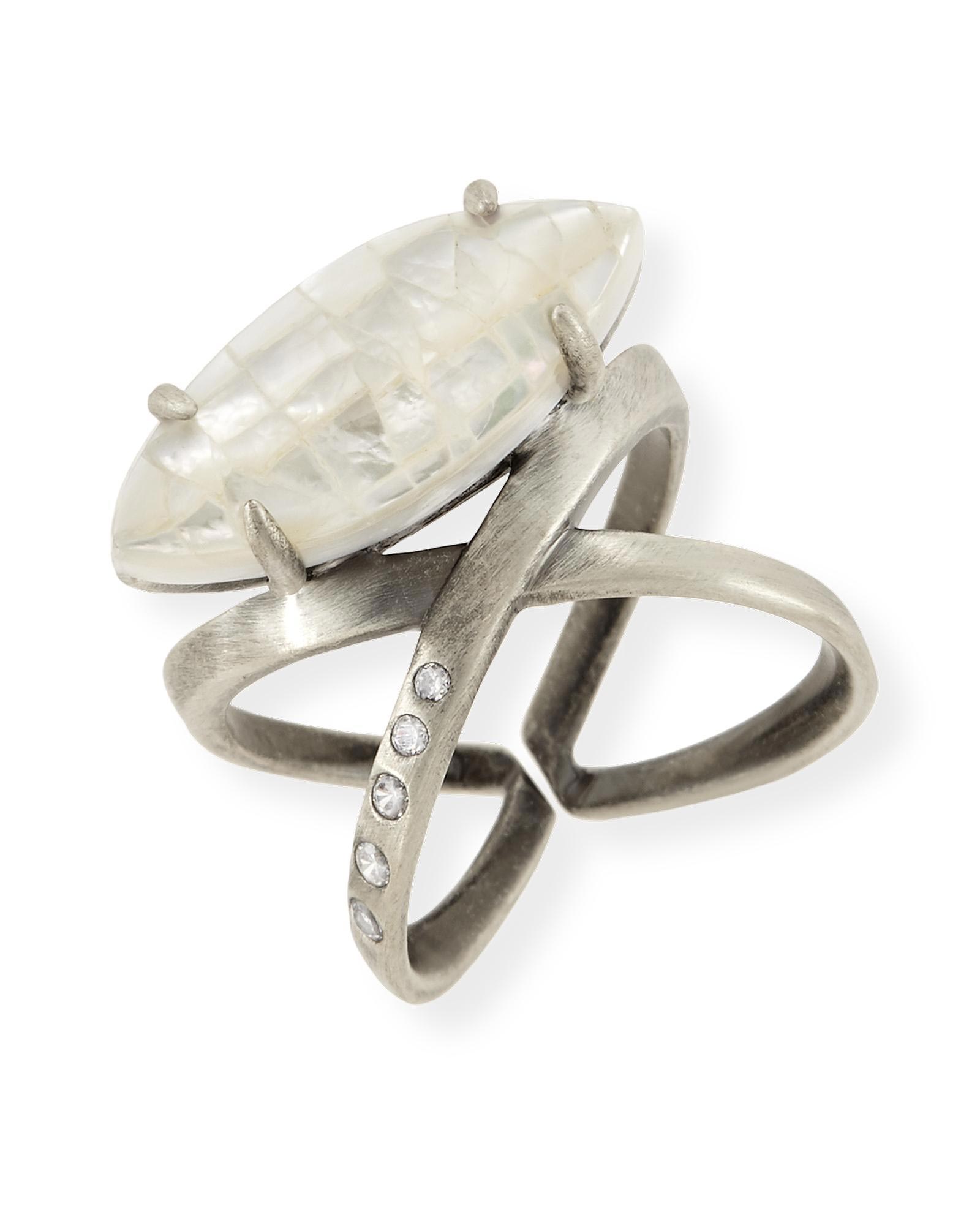 Rosemary Silver Cocktail Ring in Ivory Kendra Scott