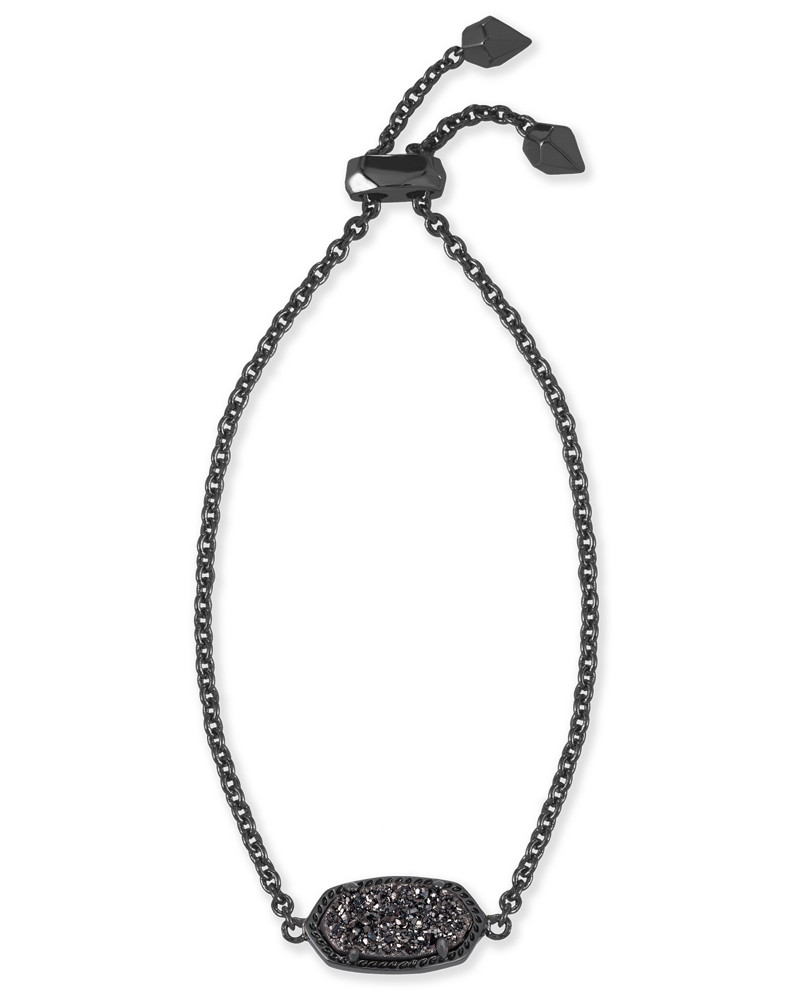 Elaina Gunmetal Chain Bracelet in Black Drusy | Kendra Scott