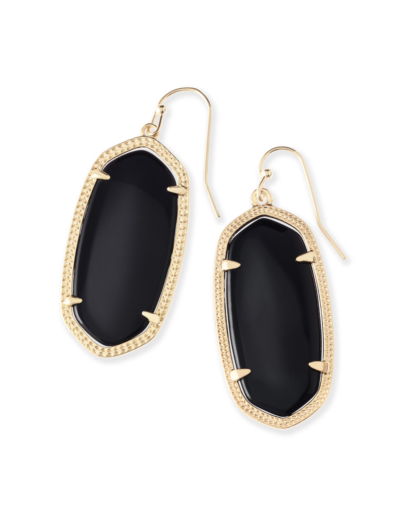 Elle Gold Drop Earrings in Black | Kendra Scott