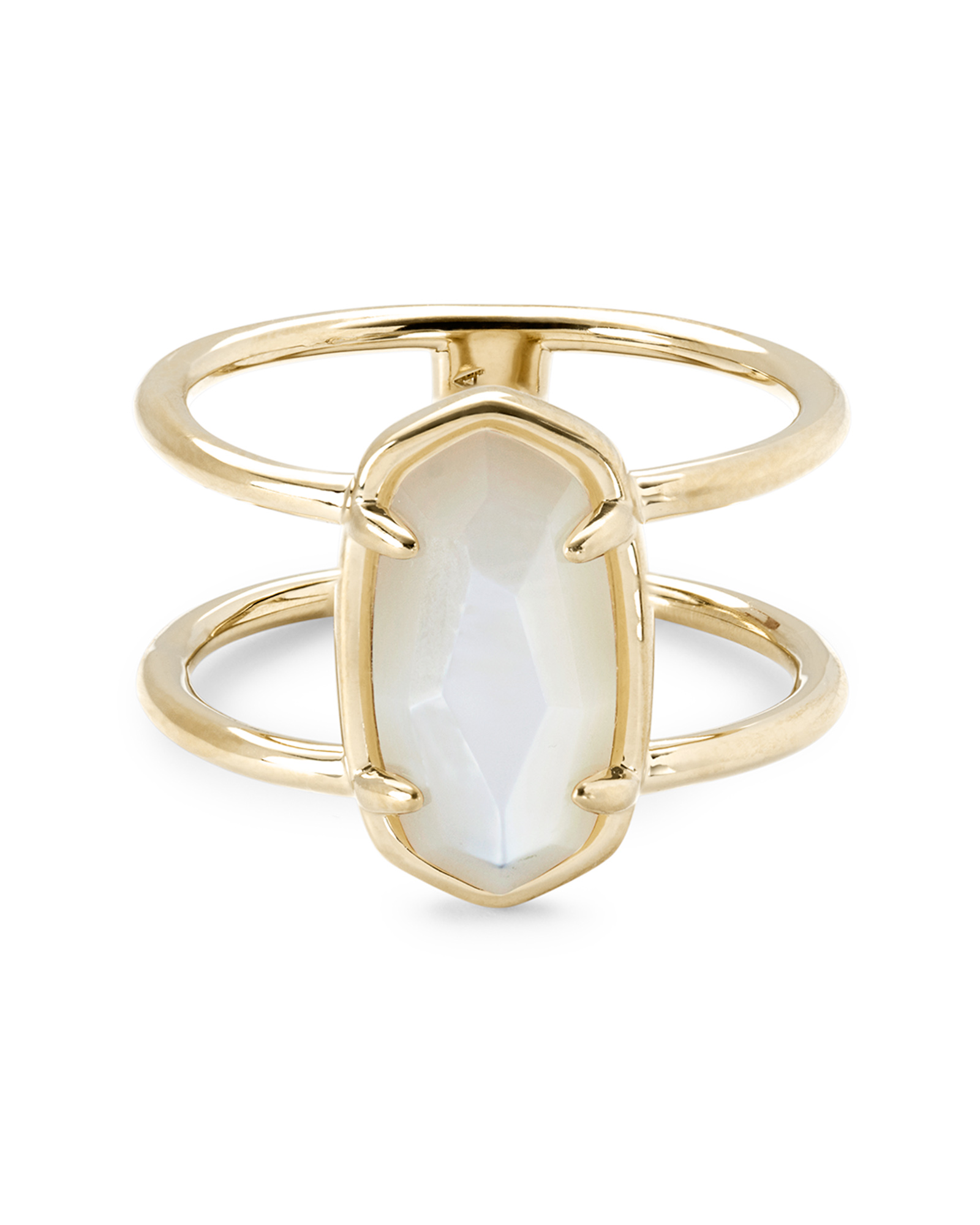 Elyse 18k Gold Vermeil Double Band Ring in Ivory Mother Of Pearl 