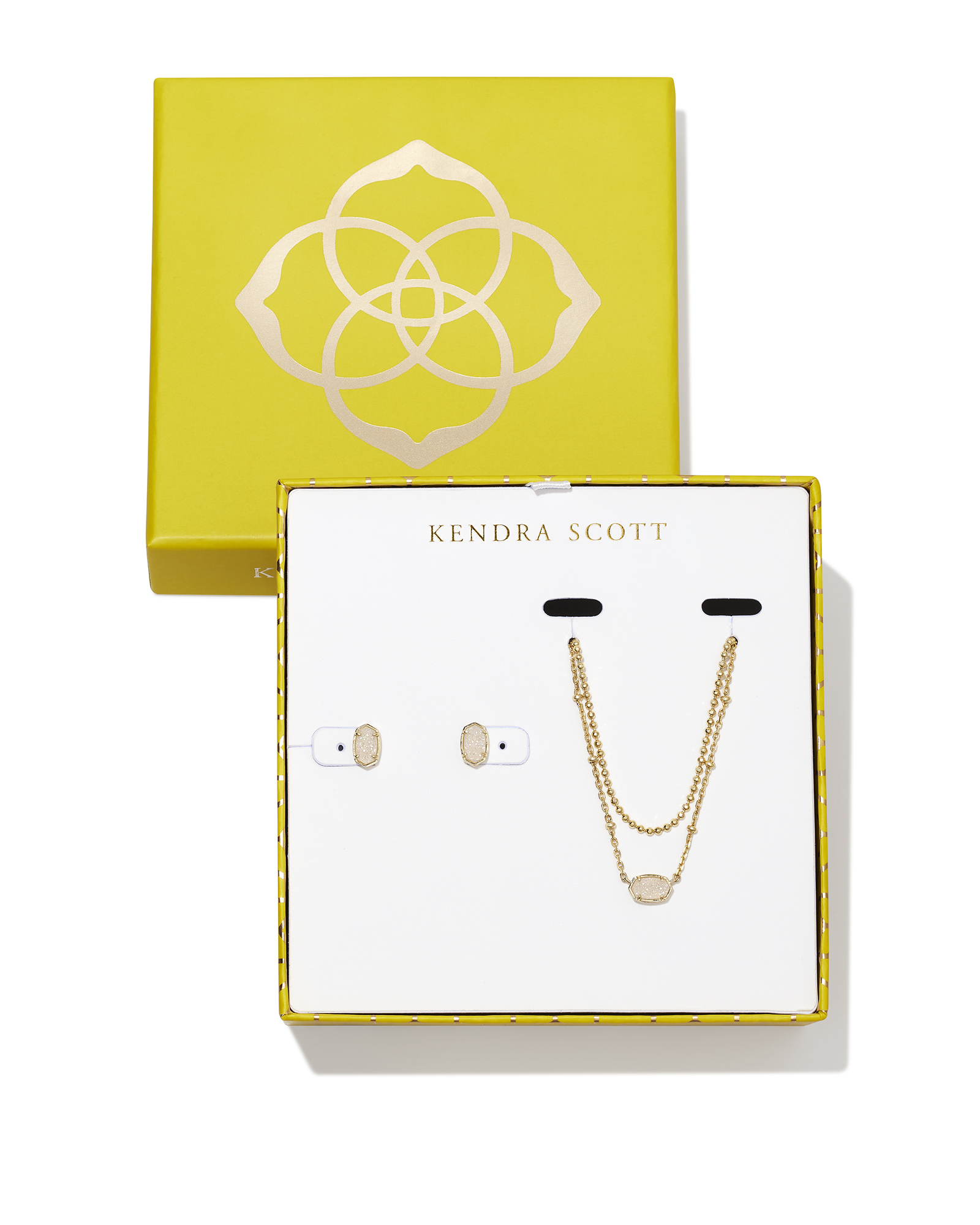 Emilie Gold Multi Strand Necklace & Stud Gift Set in Iridescent