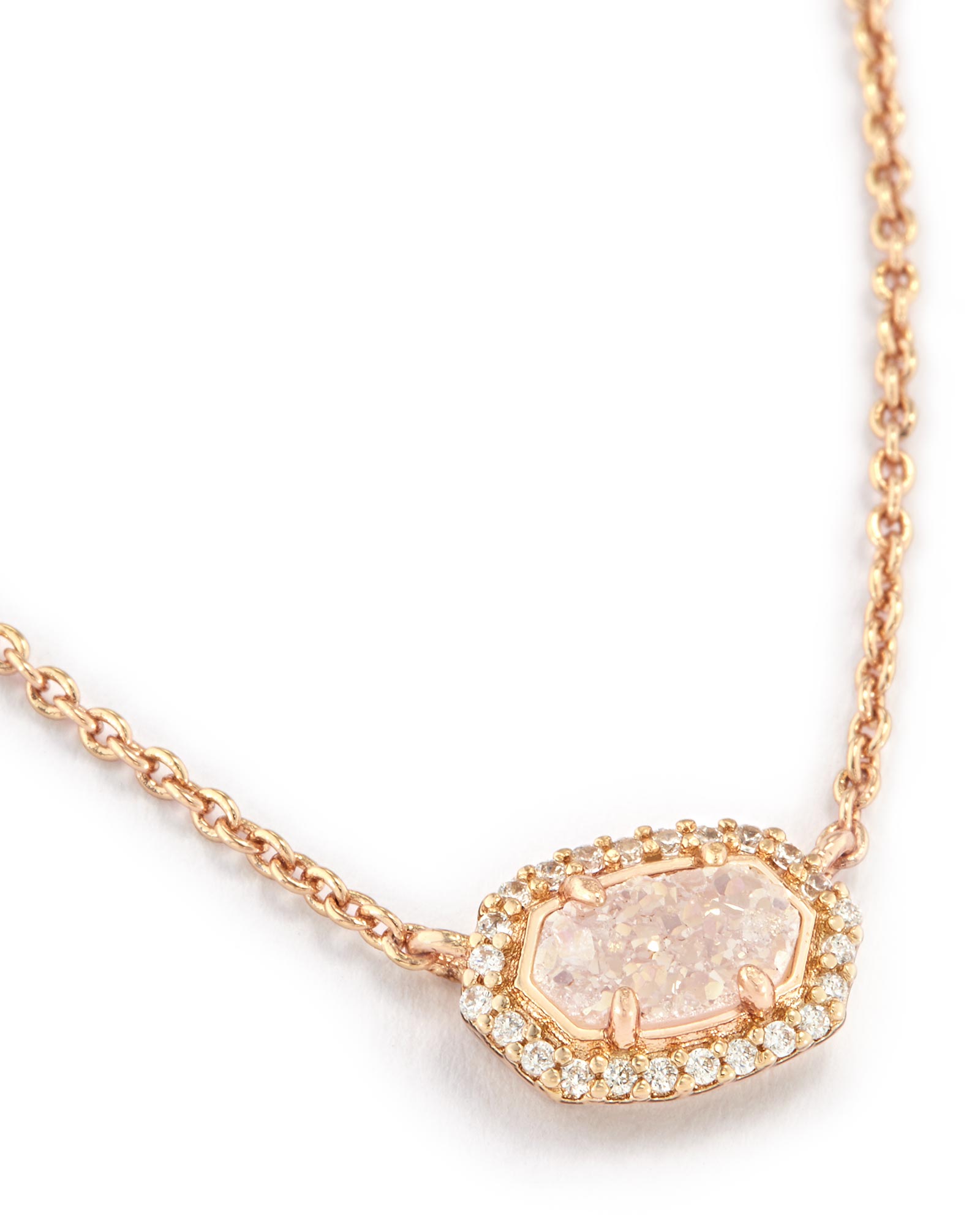 Chelsea Rose Gold Pendant Necklace in Iridescent Drusy ...