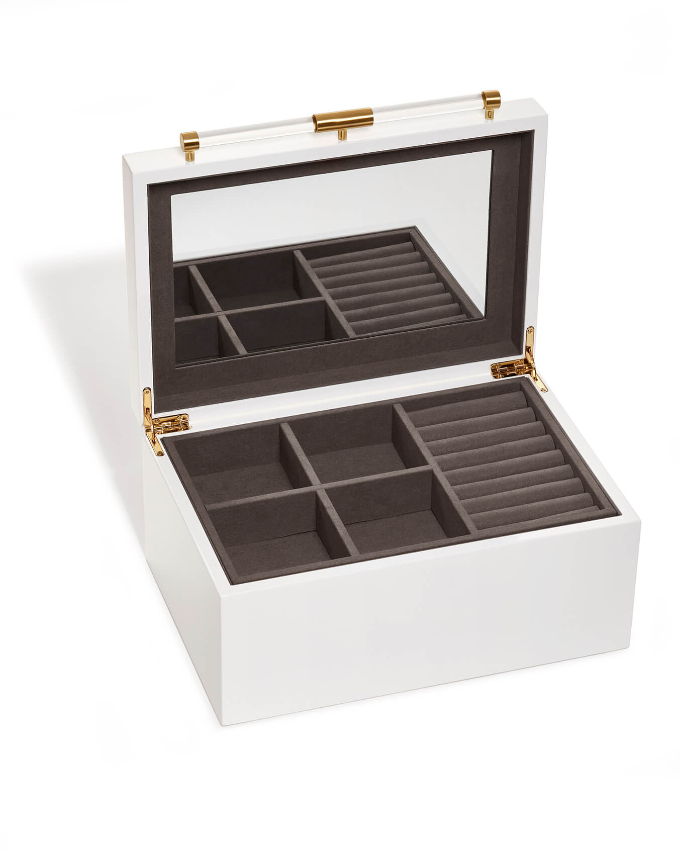 Medium Antique Brass Jewelry Box in White Lacquer Kendra Scott