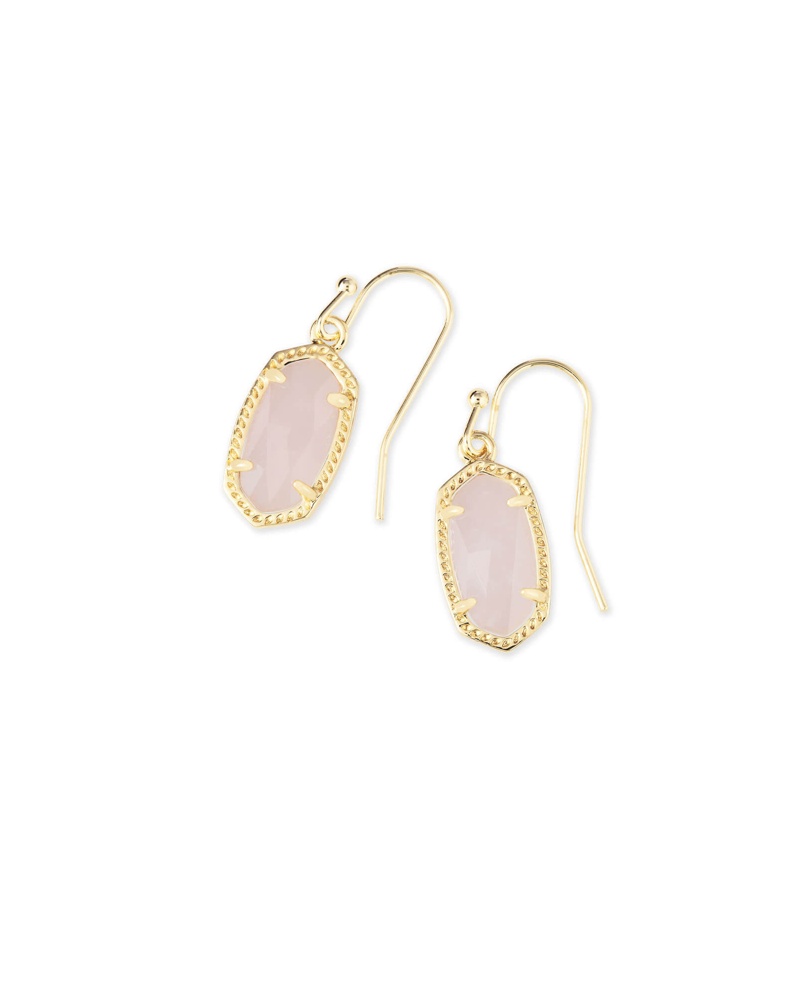Lee Gold Drop Earrings in Rose Quartz | Kendra Scott