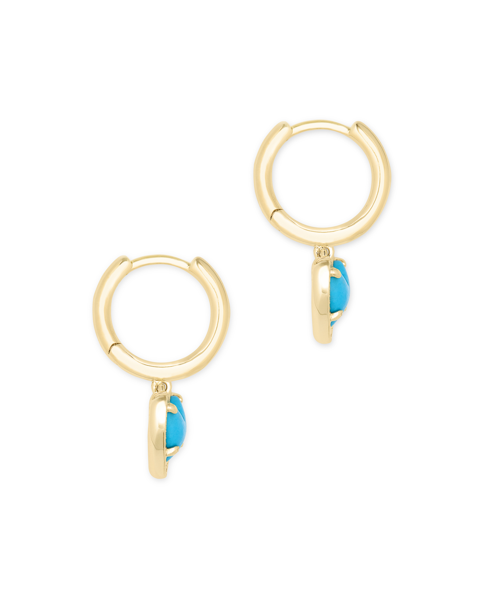 Ari Heart Gold Huggie Earrings in Turquoise Magnesite Kendra Scott
