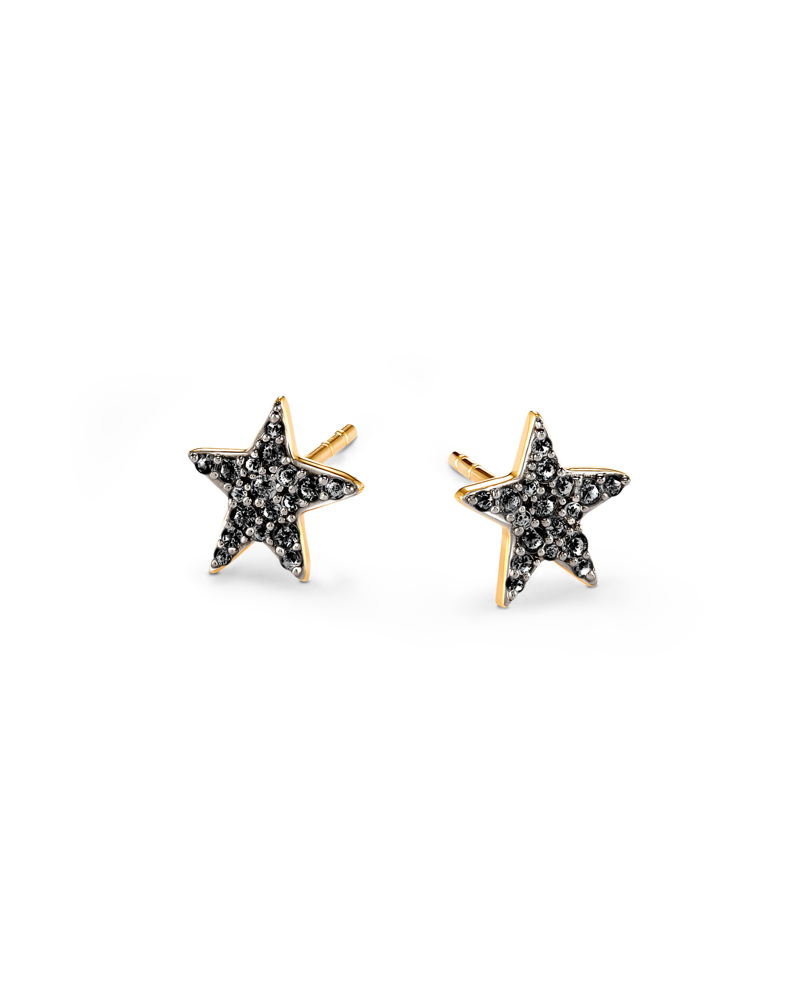 Star 14k Yellow Gold Stud Earrings in Black Diamonds Kendra Scott