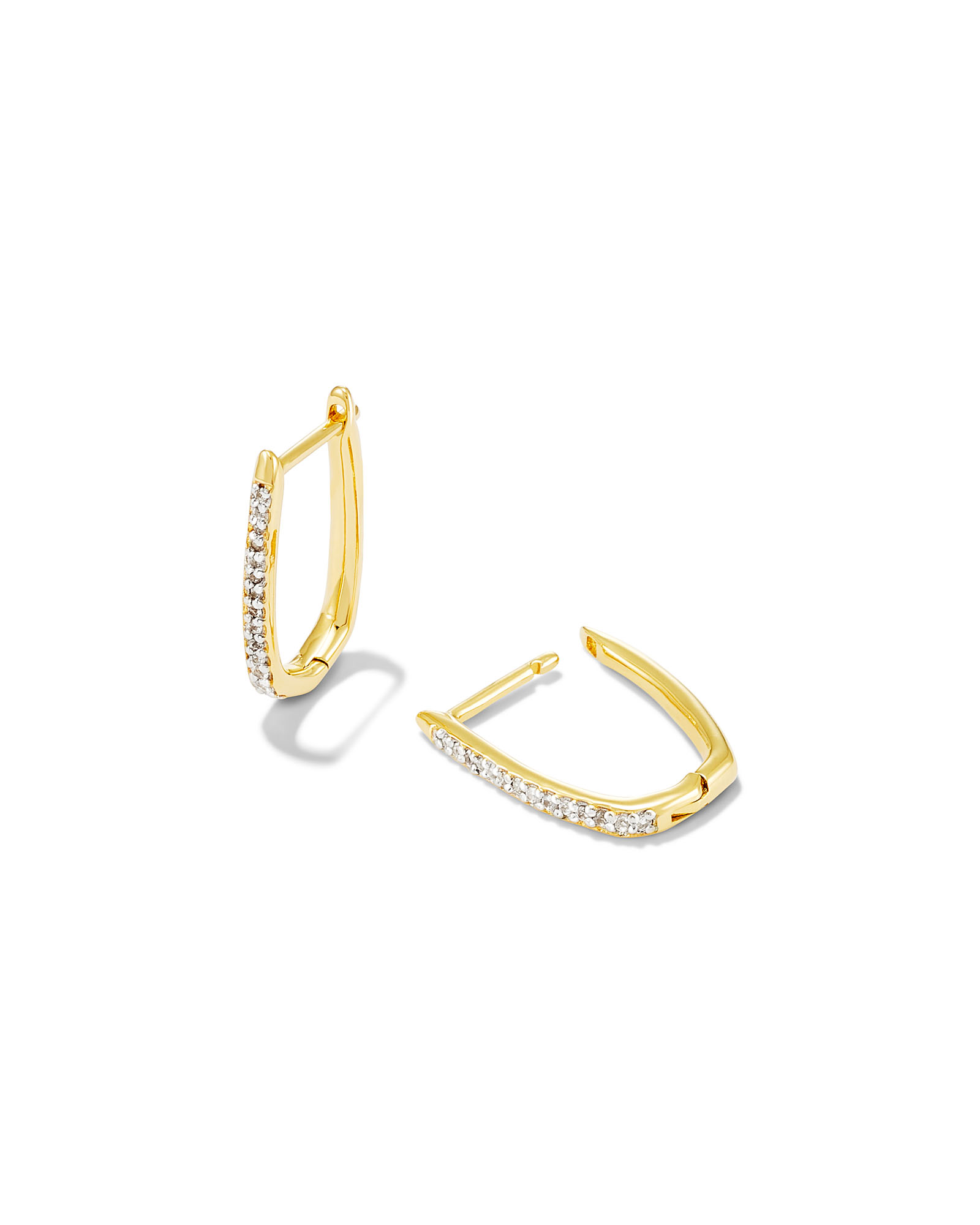 Ellen Luxe 18k Gold Vermeil Huggie Earrings in White Sapphire | Kendra Scott