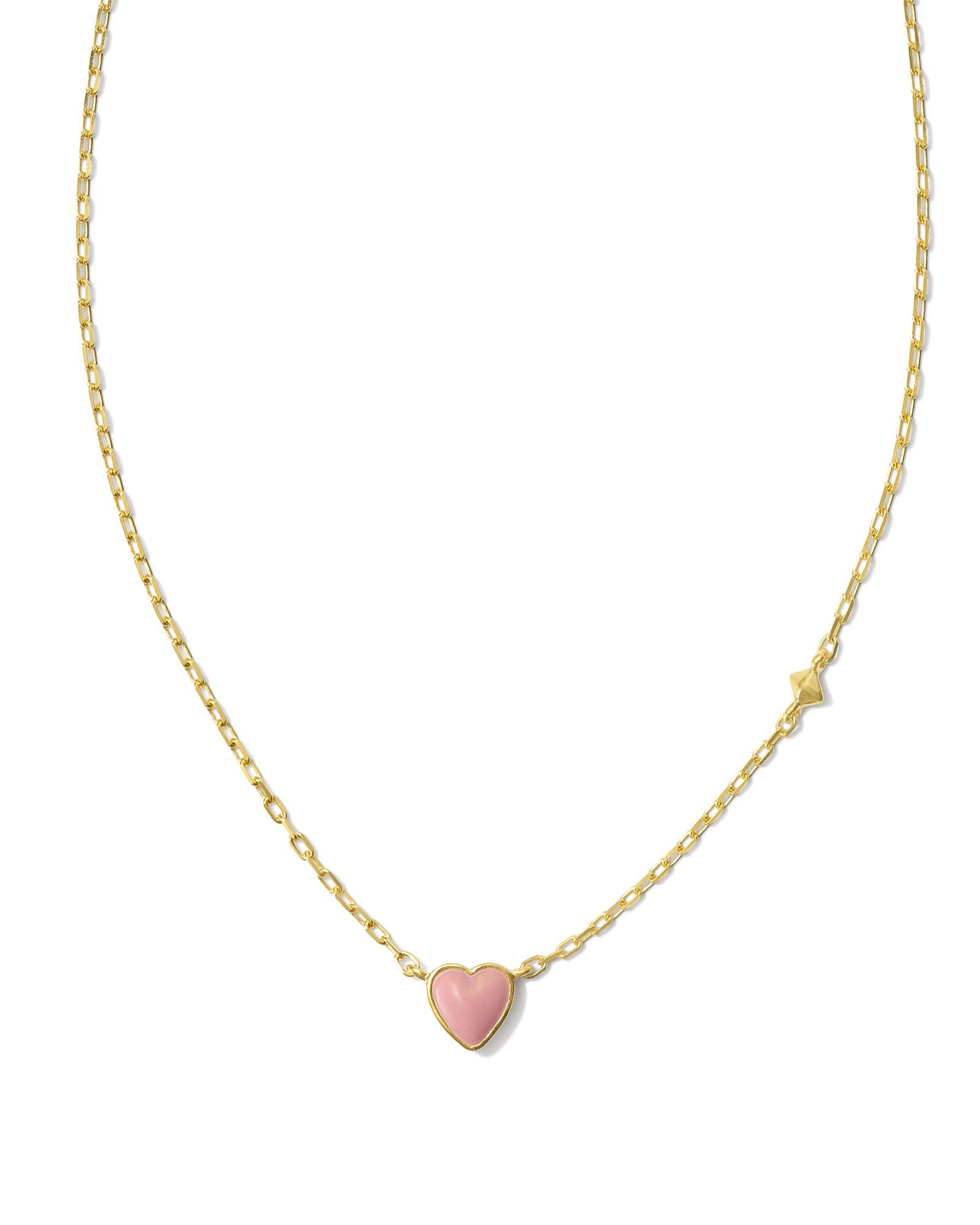 Kendra Scott Poppy Heart Gold Pendant Necklace in Rose Quartz main image 0