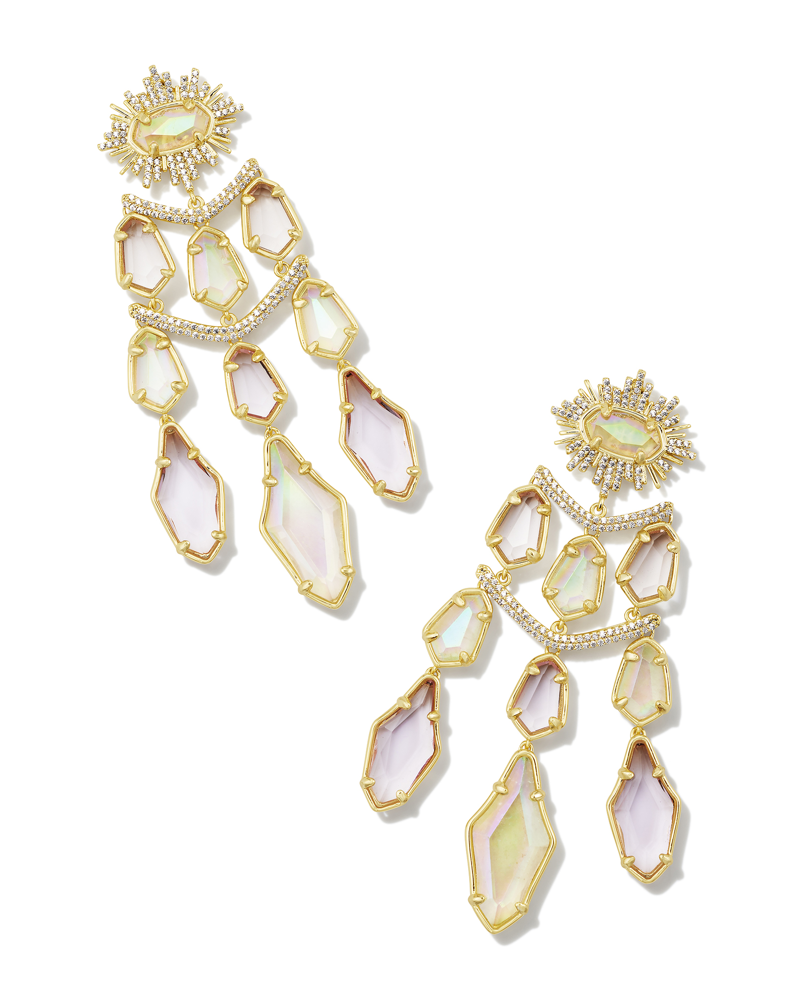 Alexandria Gold Tiered Statement Earrings in White Mix Kendra Scott