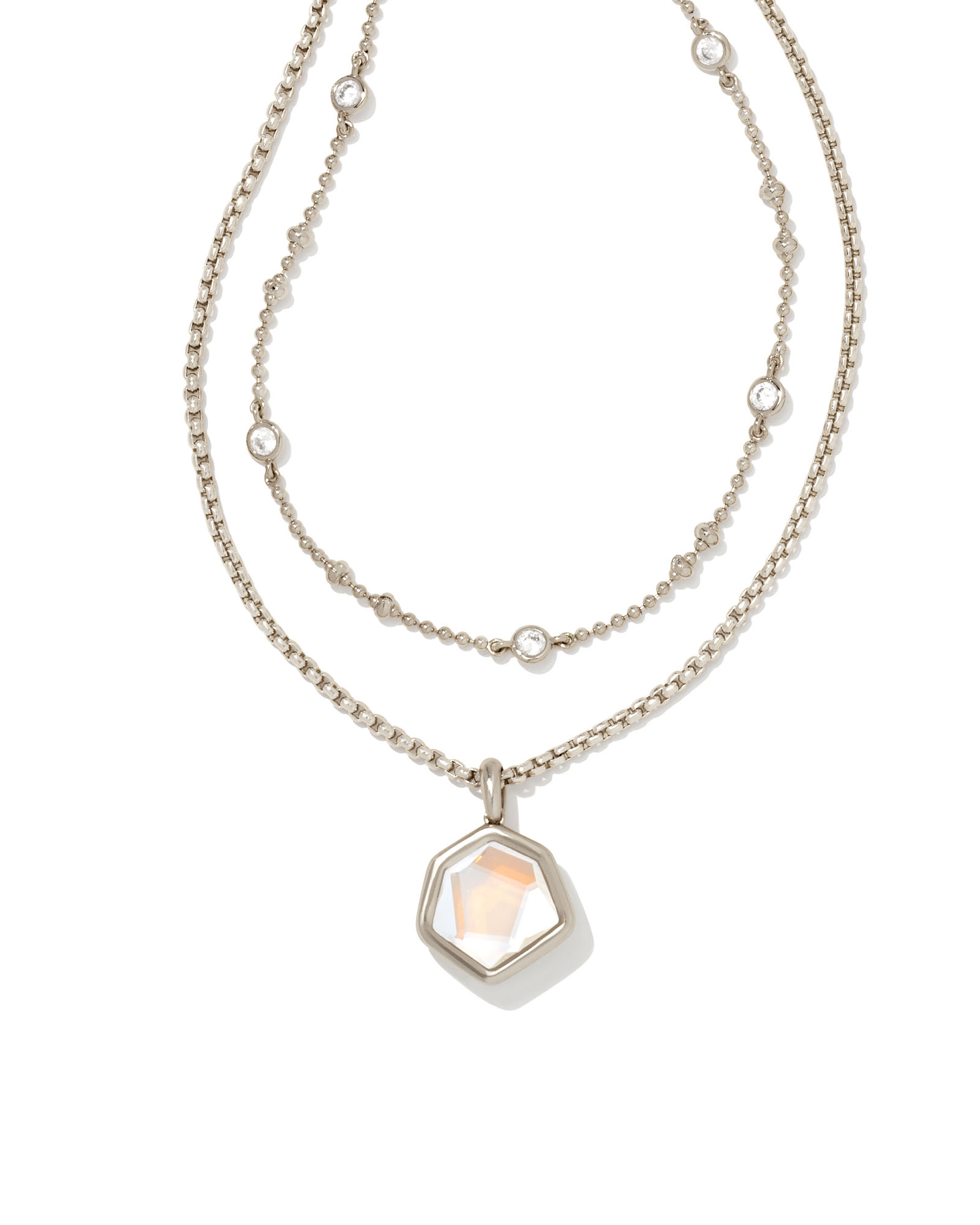 Vanessa Silver Double Strand Necklace in Dichroic Glass Kendra Scott