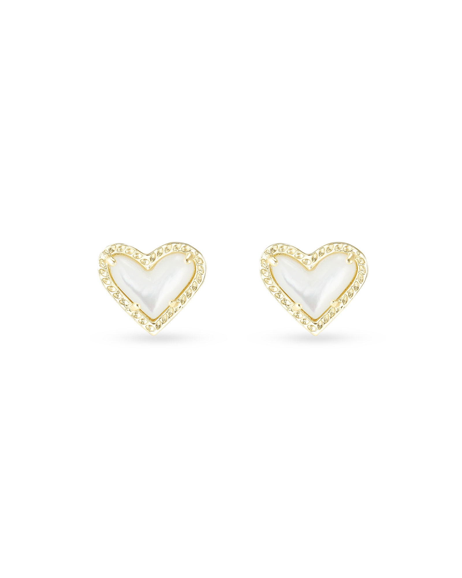 Ari Heart Gold Stud Earrings in Ivory Mother-of-Pearl | Kendra Scott