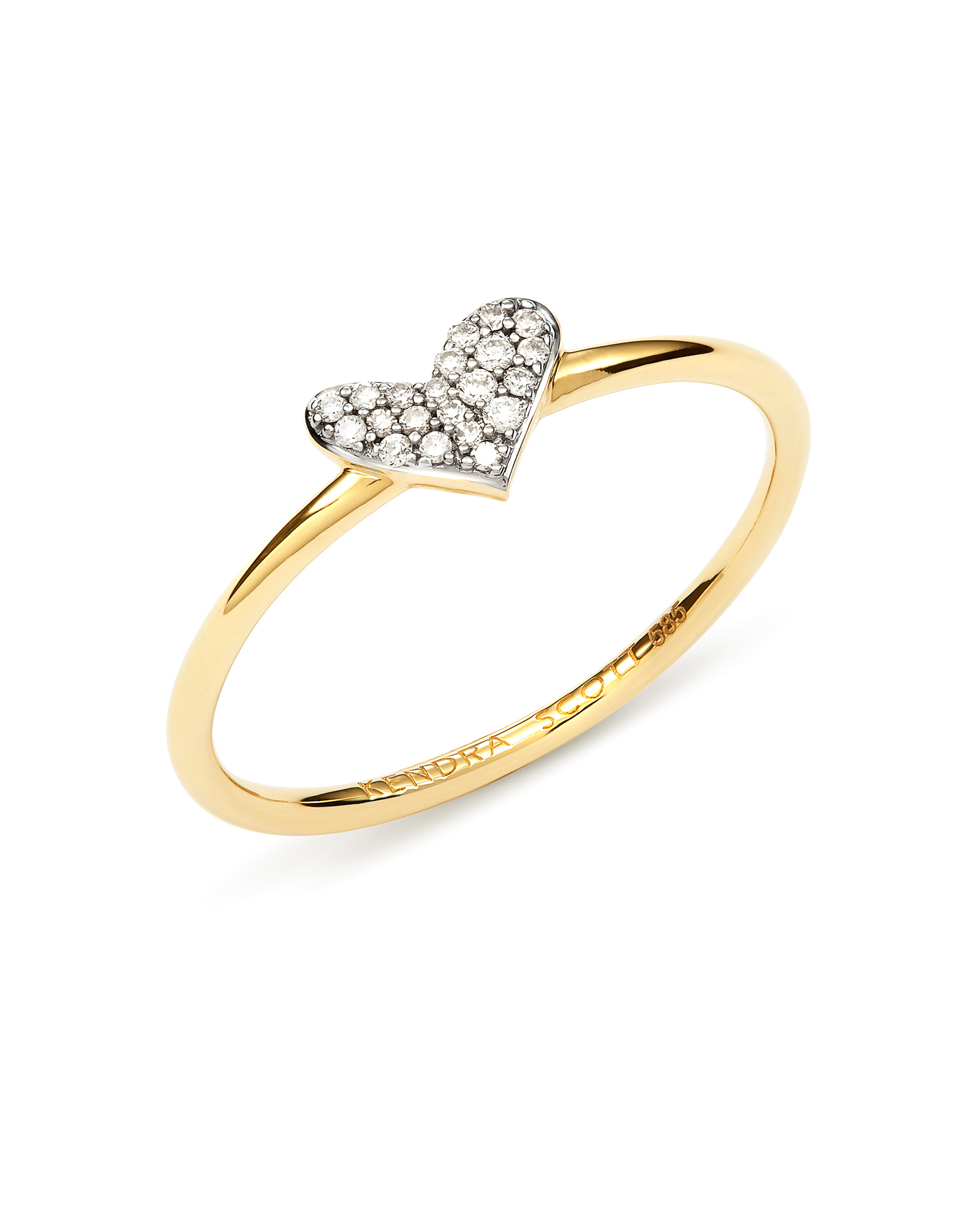 Heart 14k Yellow Gold Band Ring in White Diamond 8 Kendra Scott