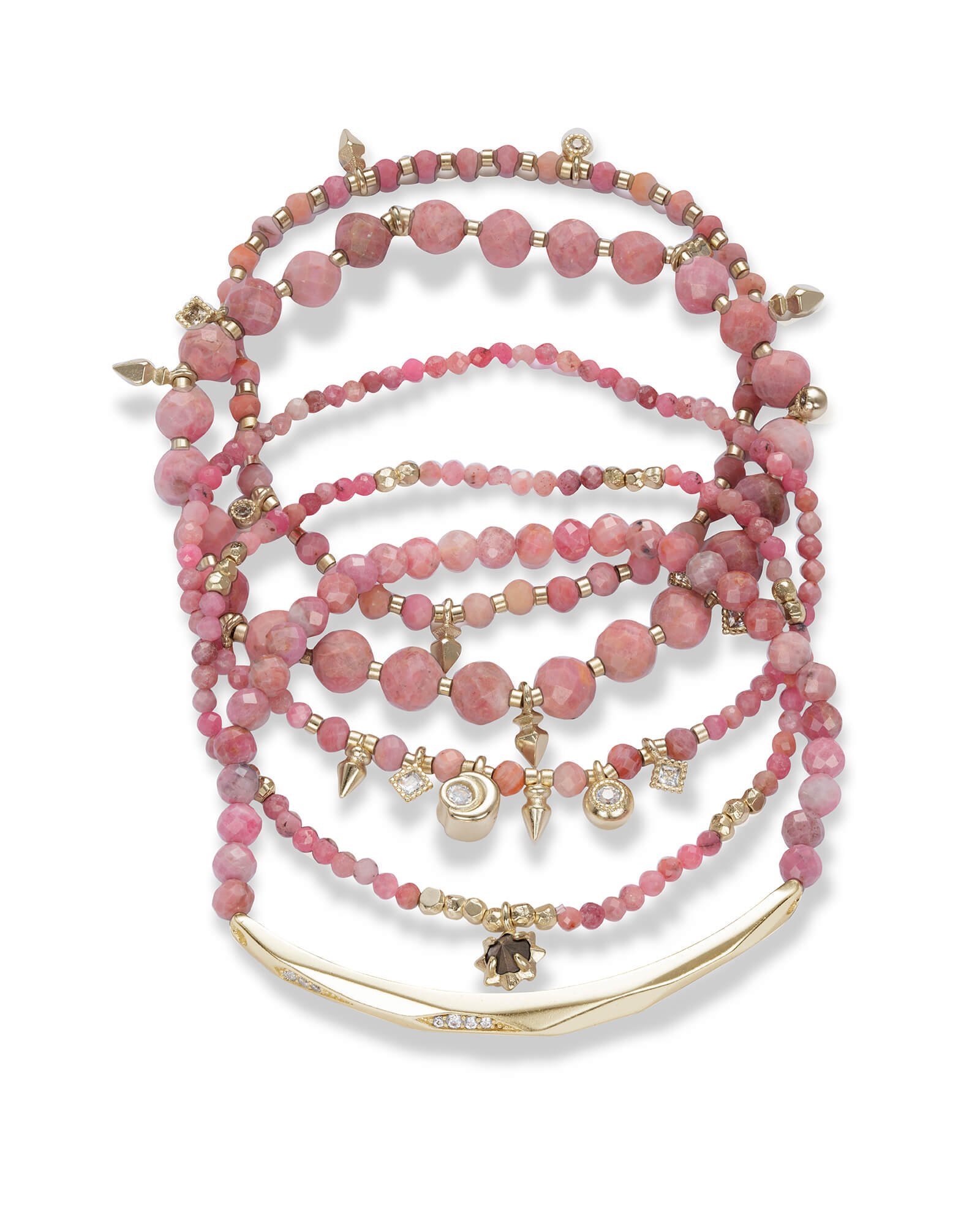 Supak Gold Beaded Bracelet Set in Pink Rhodonite Kendra Scott