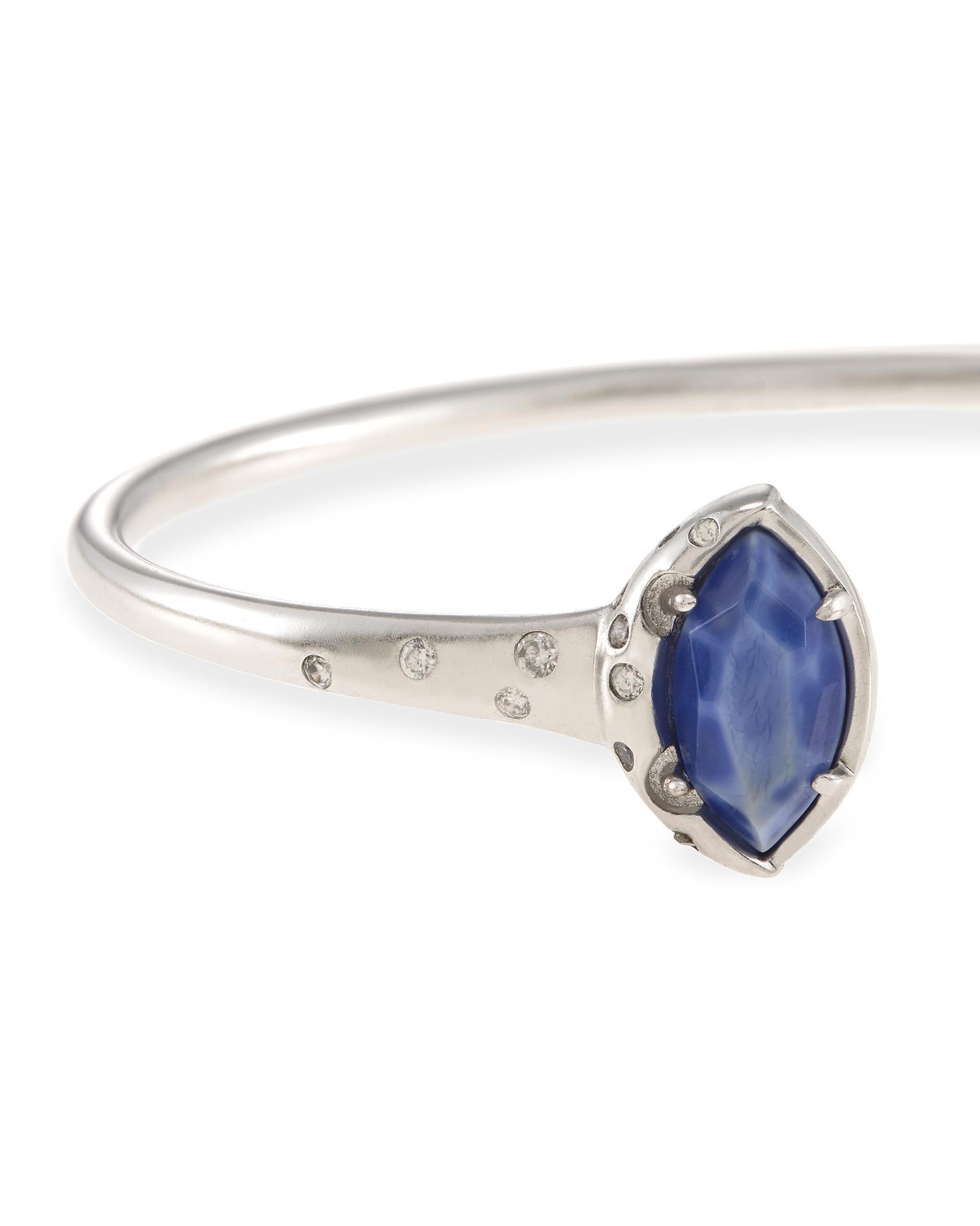 Laura Silver Cuff Bracelet in Blue Agate | Kendra Scott