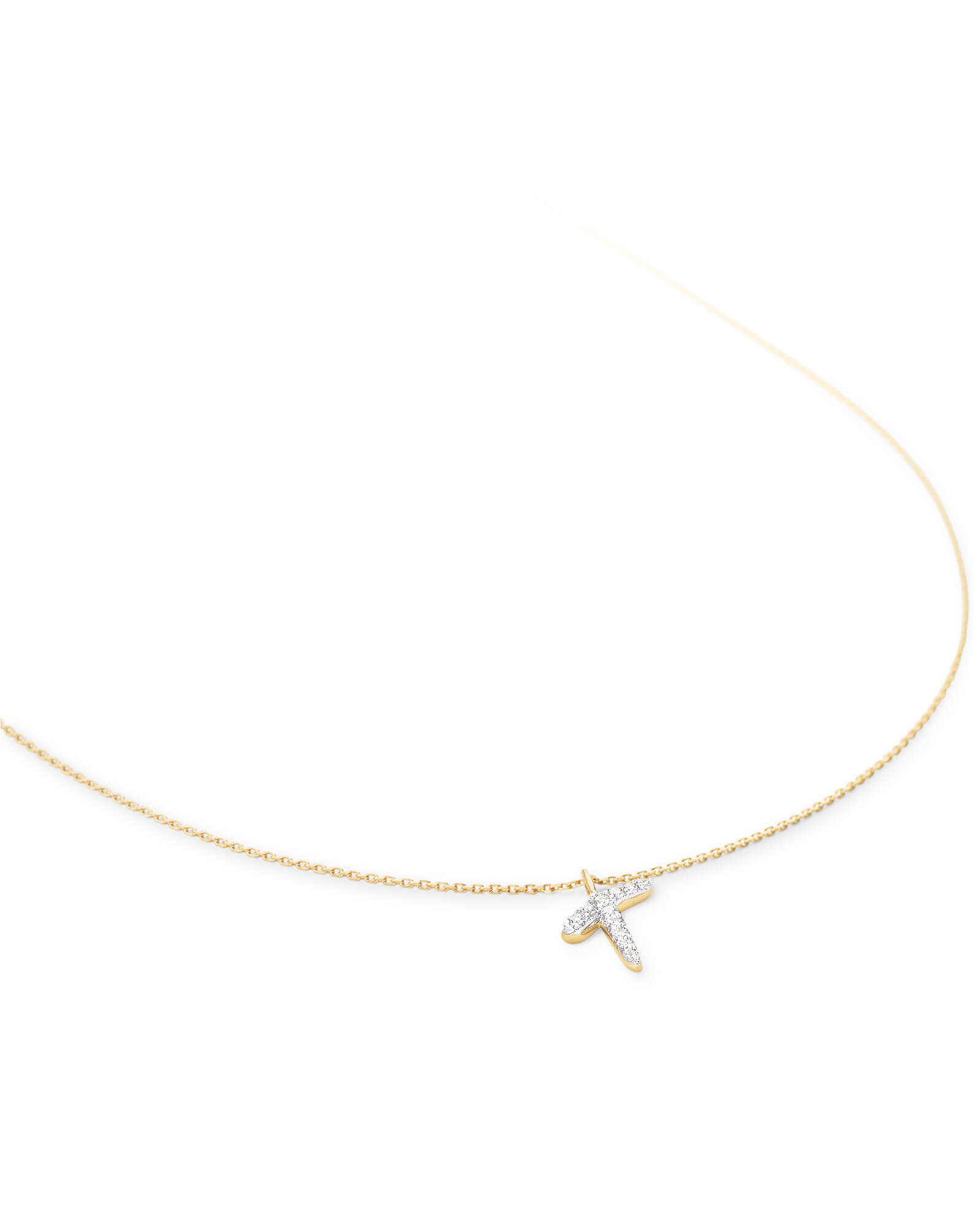 Kendra Scott Diamond Letter T Pendant Necklace in 14K Yellow Gold