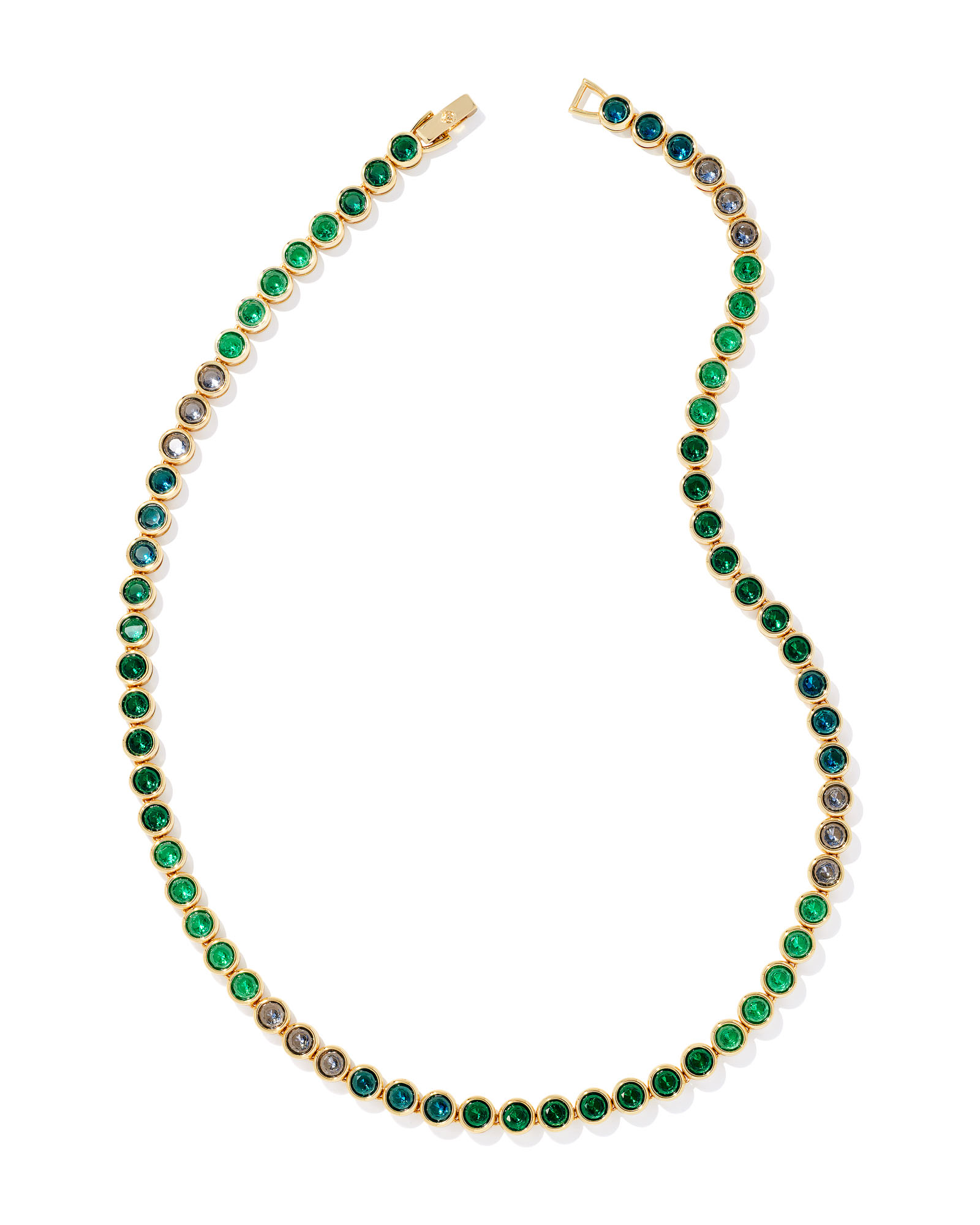 Iced Baguette Cut White & Green Stones Tennis Chain Set in White Gold -  Helloice Jewelry