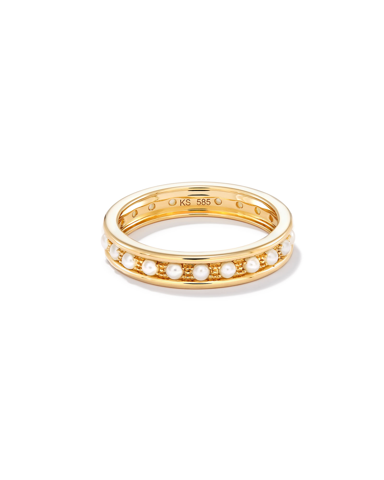 Drew 14k Yellow Gold Band Ring in White Pearl | Kendra Scott