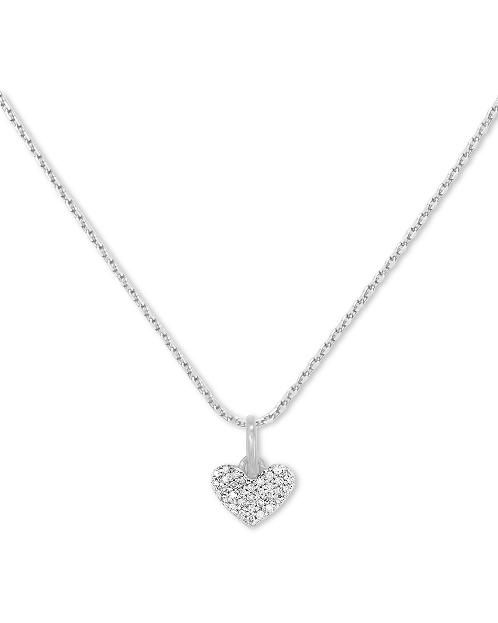 Ari Pave Heart Charm Necklace in Sterling Silver Kendra Scott