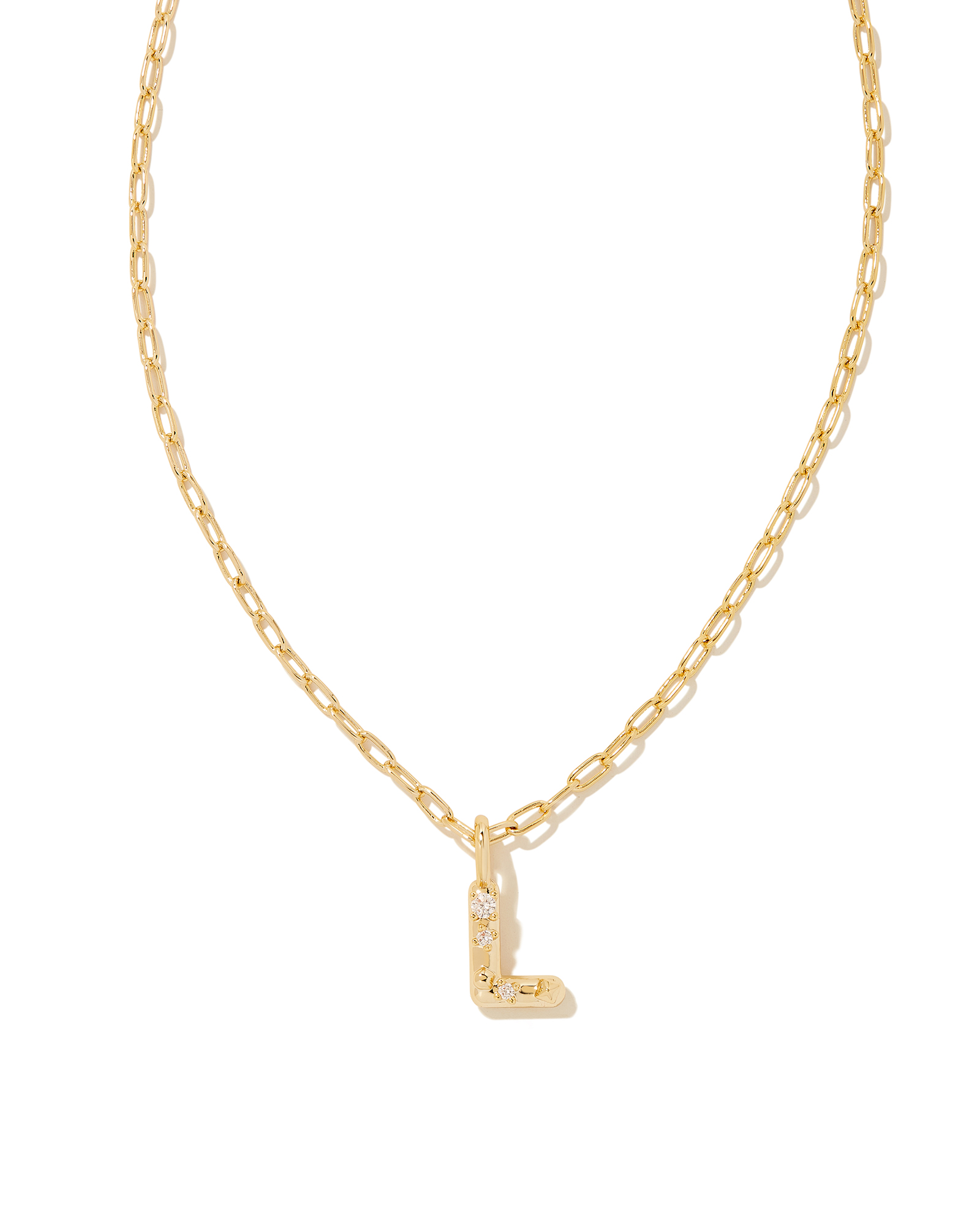 Letter L Gold Pendant with Chain For Kids