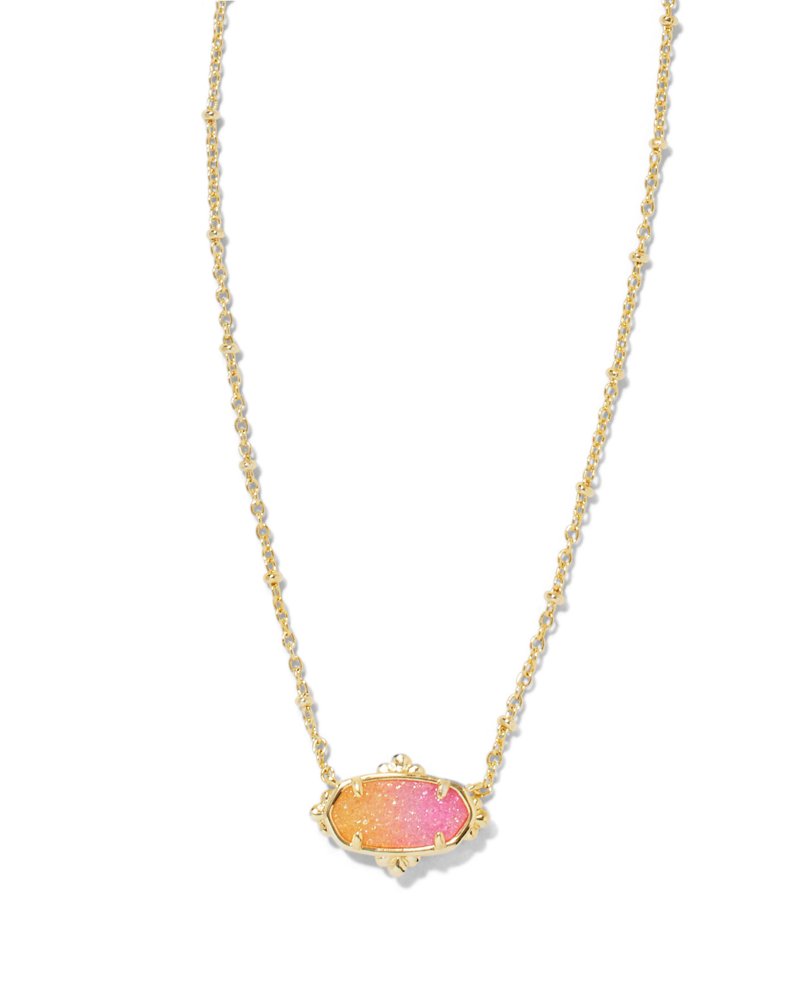 Elisa Gold Petal Framed Short Pendant Necklace in Sunrise Ombre Drusy | Kendra Scott