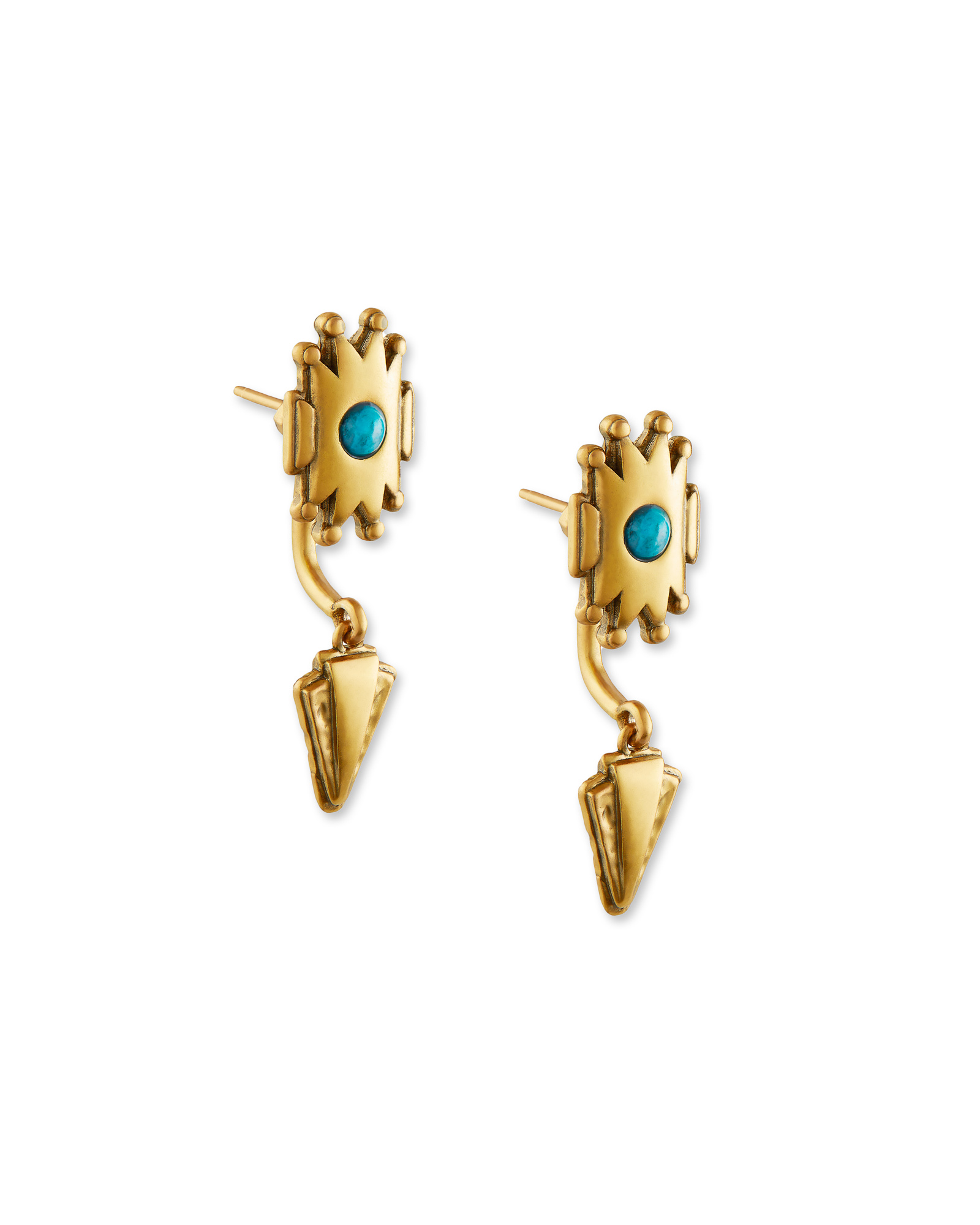 Shiva Vintage Gold Ear Jacket Earrings in Teal Howlite | Kendra Scott