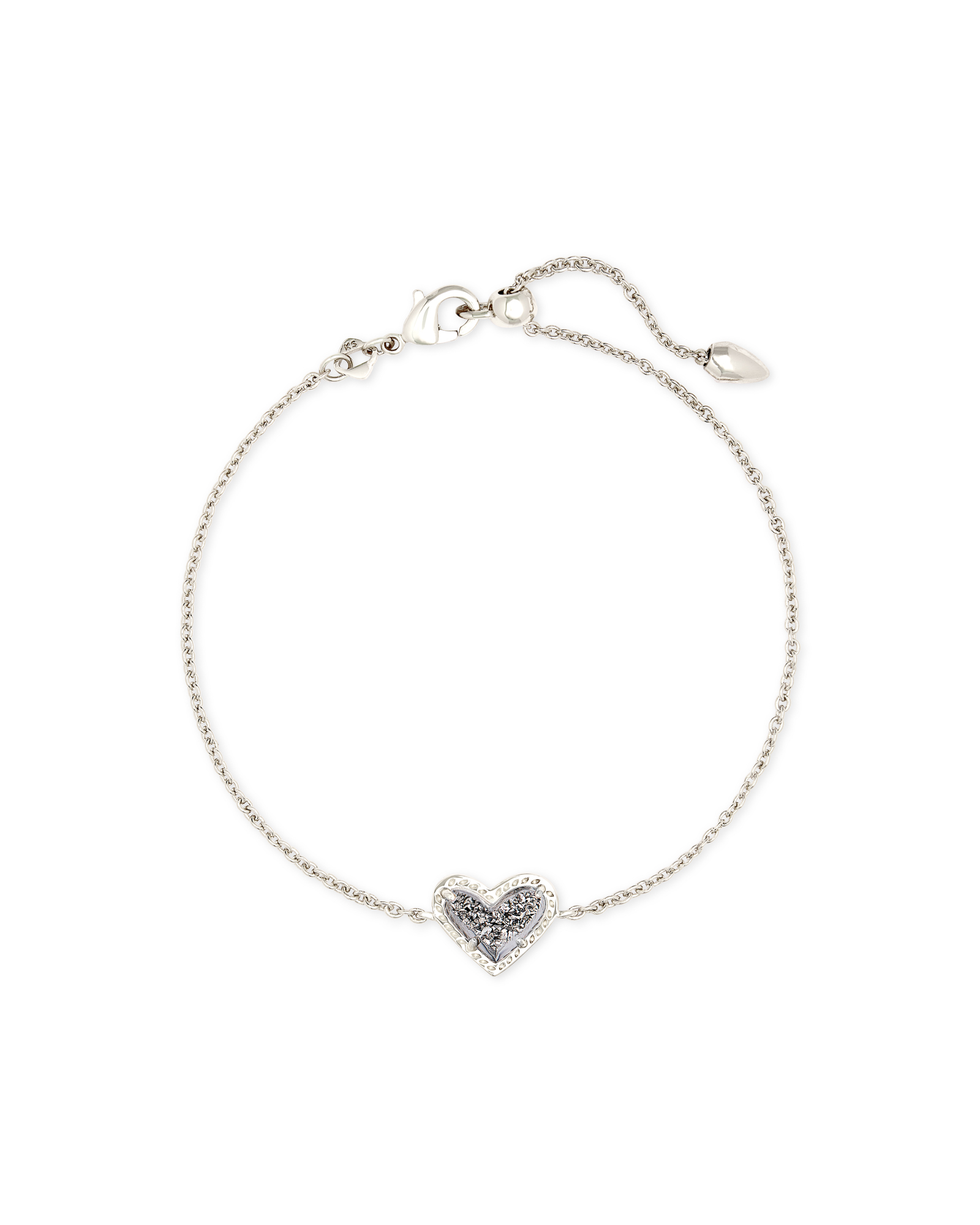 Ari Heart Silver Chain Bracelet in Platinum Drusy | Kendra Scott