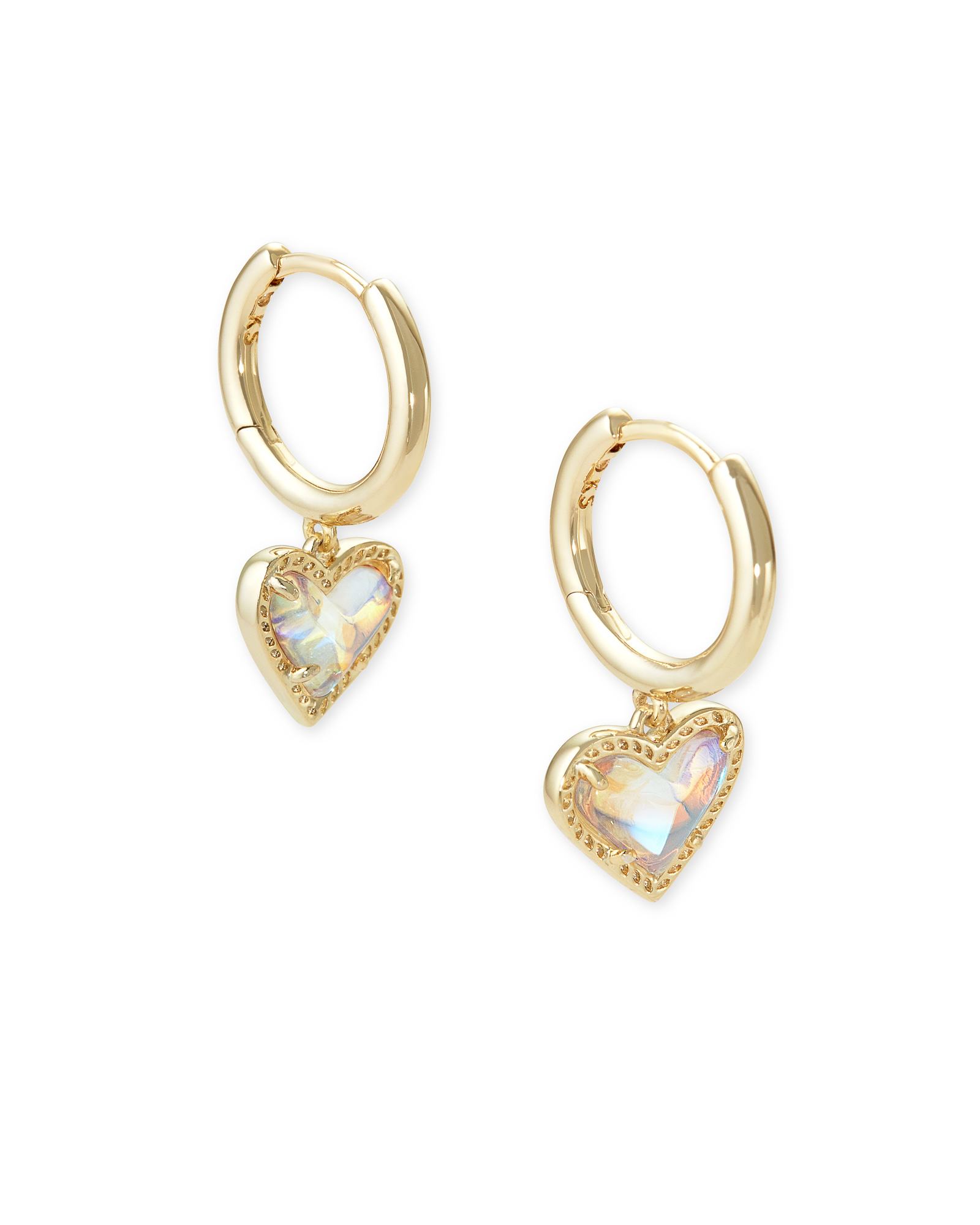 Ari Heart Gold Huggie Earrings in Dichroic Glass | Kendra Scott