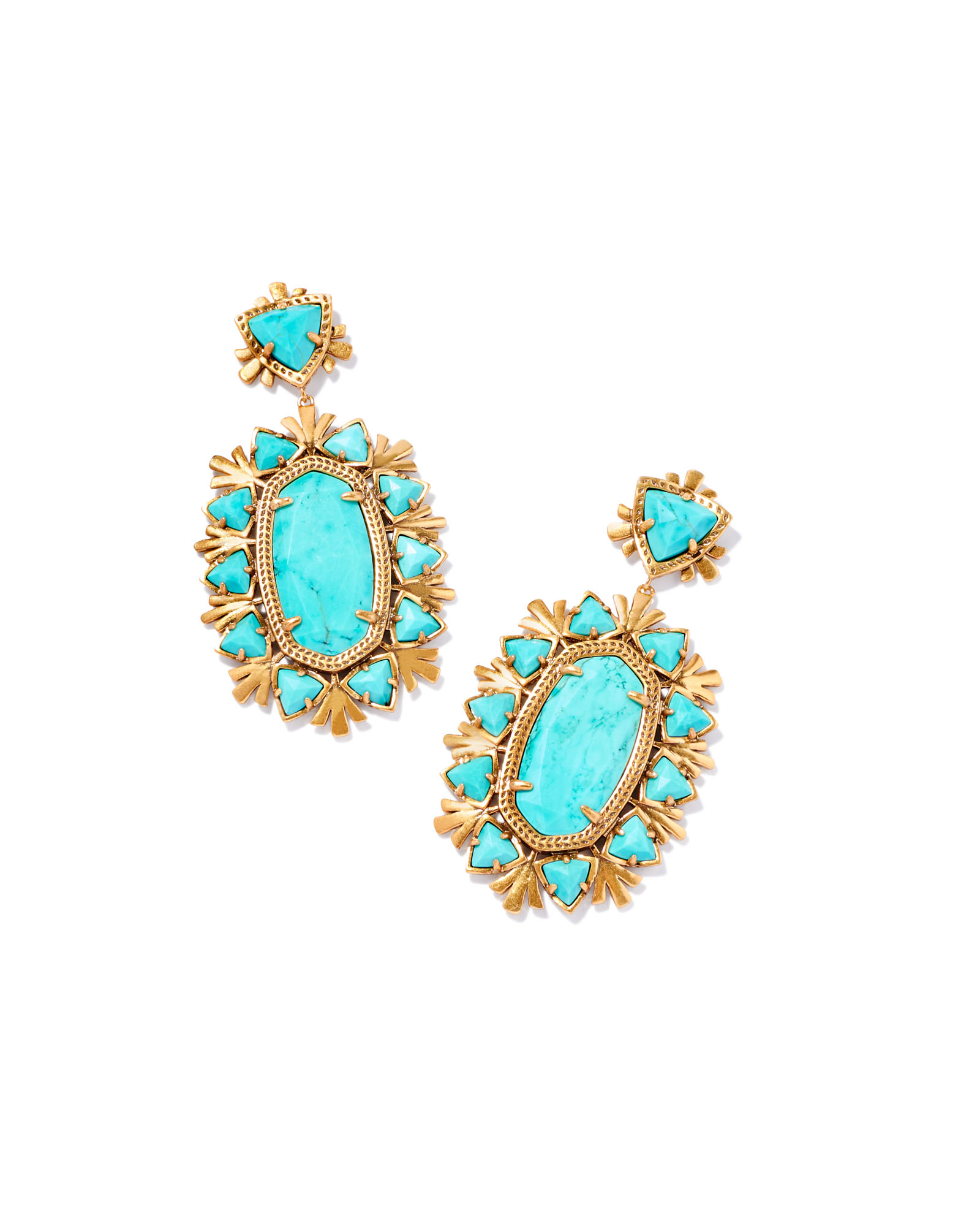Turquoise Wave Statement Disc Drop Earrings