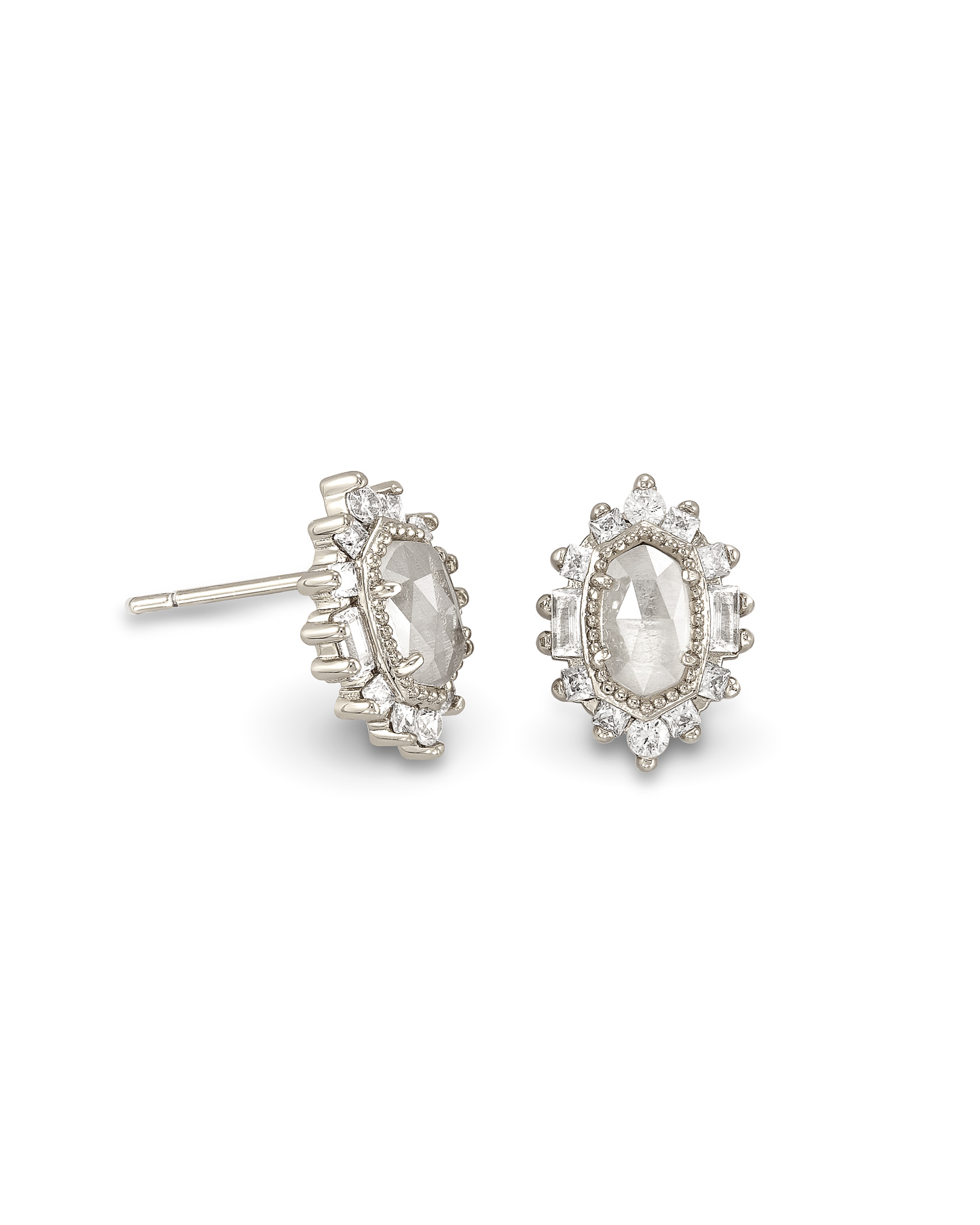 Kapri Silver Stud Earrings in Lustre Glass Kendra Scott