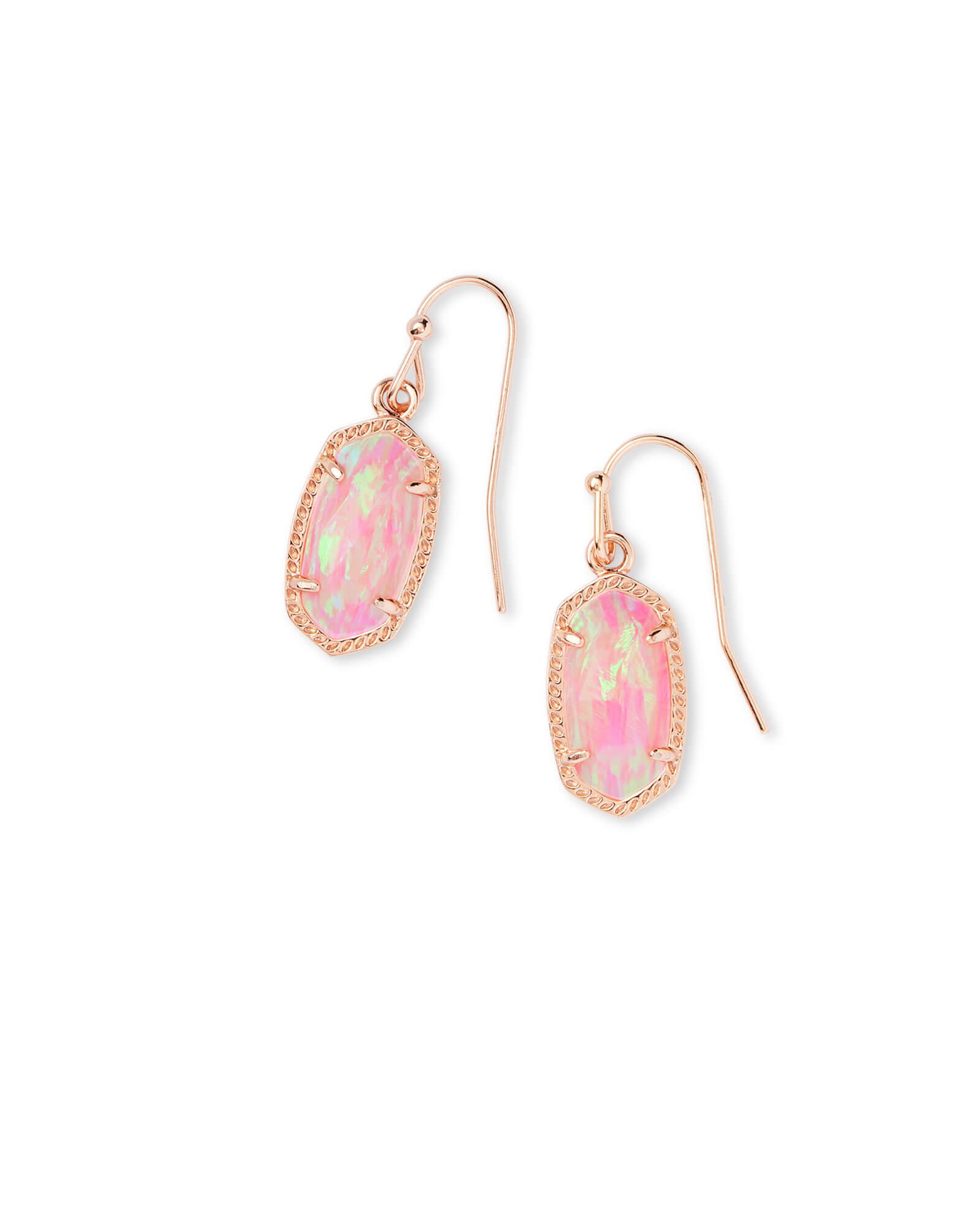 Lee Rose Gold Earrings in Light Pink Opal Kendra Scott
