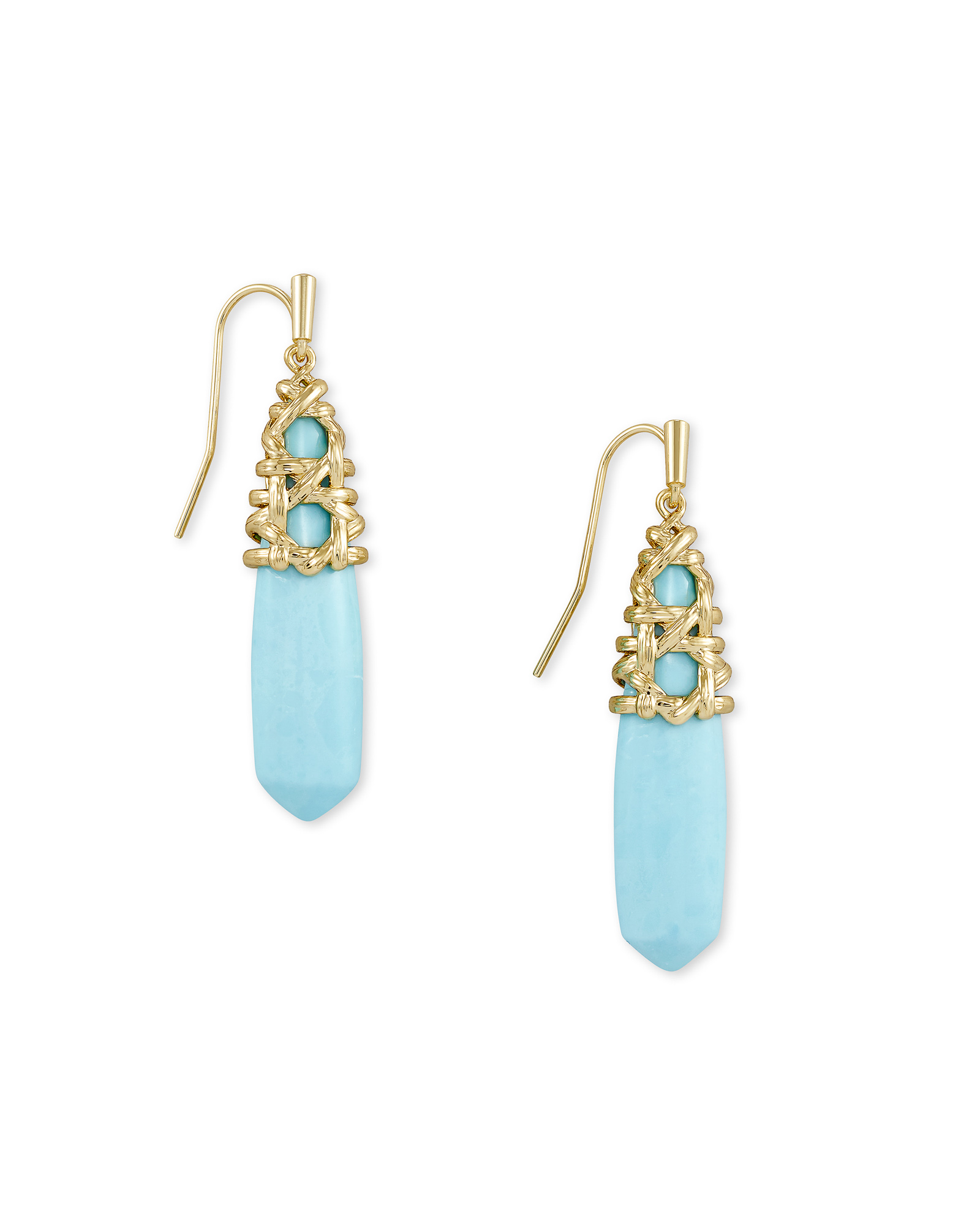 Natalie Gold Drop Earrings in Light Blue Magnesite Kendra Scott