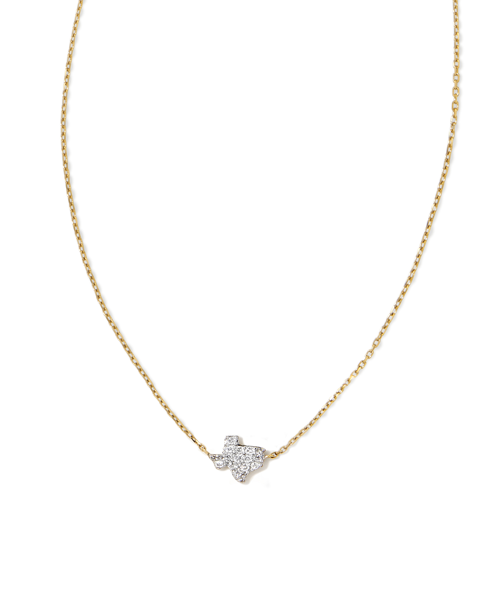 Tiny Texas 14k Yellow Gold Pendant Necklace in White Diamond
