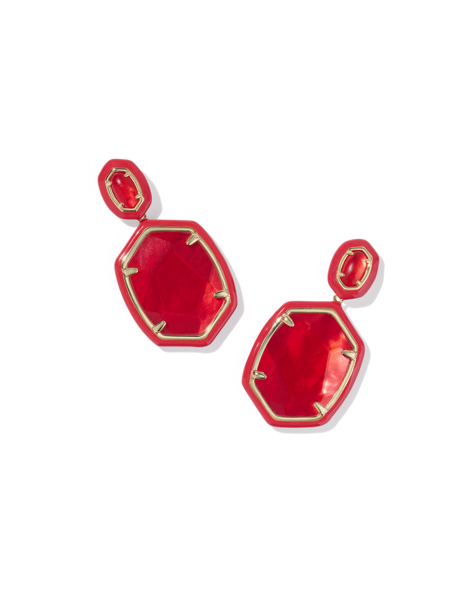 Daphne Gold Enamel Frame Drop Earrings in Emerald Illusion – Kendra Scott main image 0