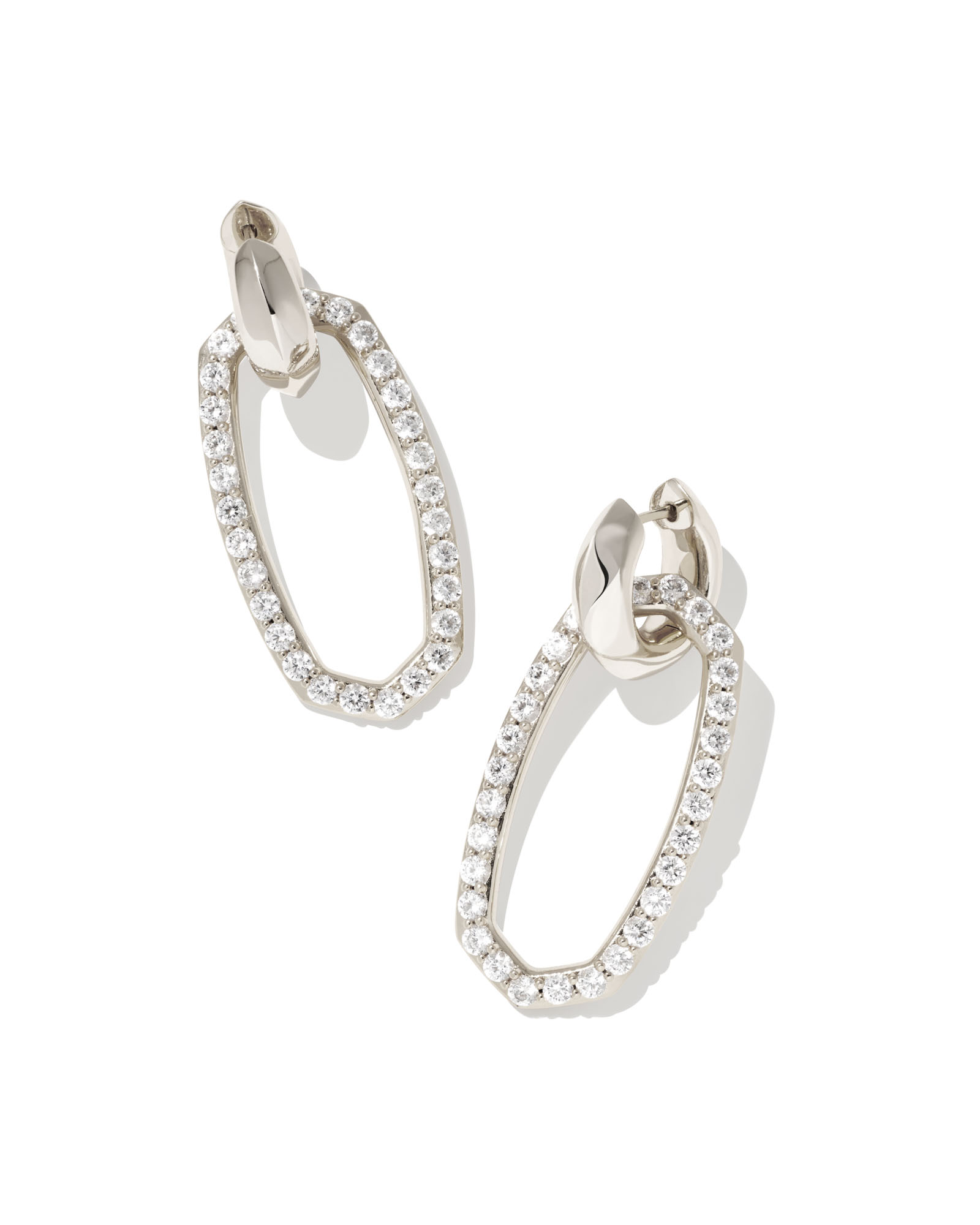 Danielle Silver Convertible Link Earrings in White Crystal | Kendra Scott