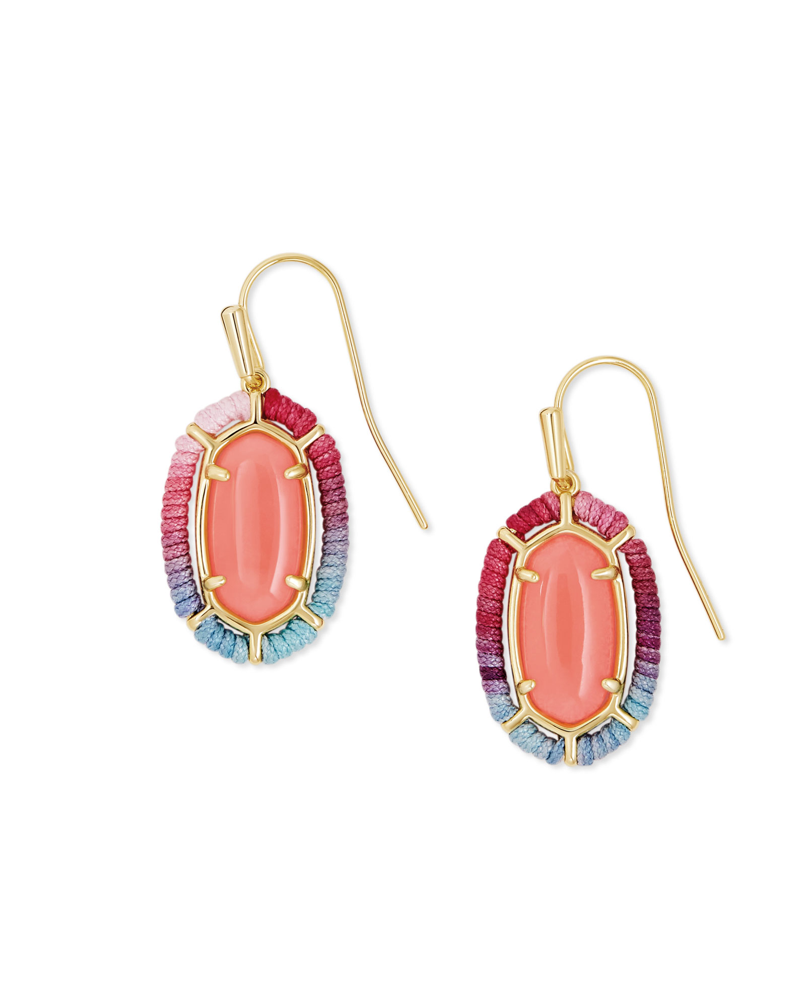 Threaded Lee Gold Drop Earrings in Coral Illusion | Kendra Scott