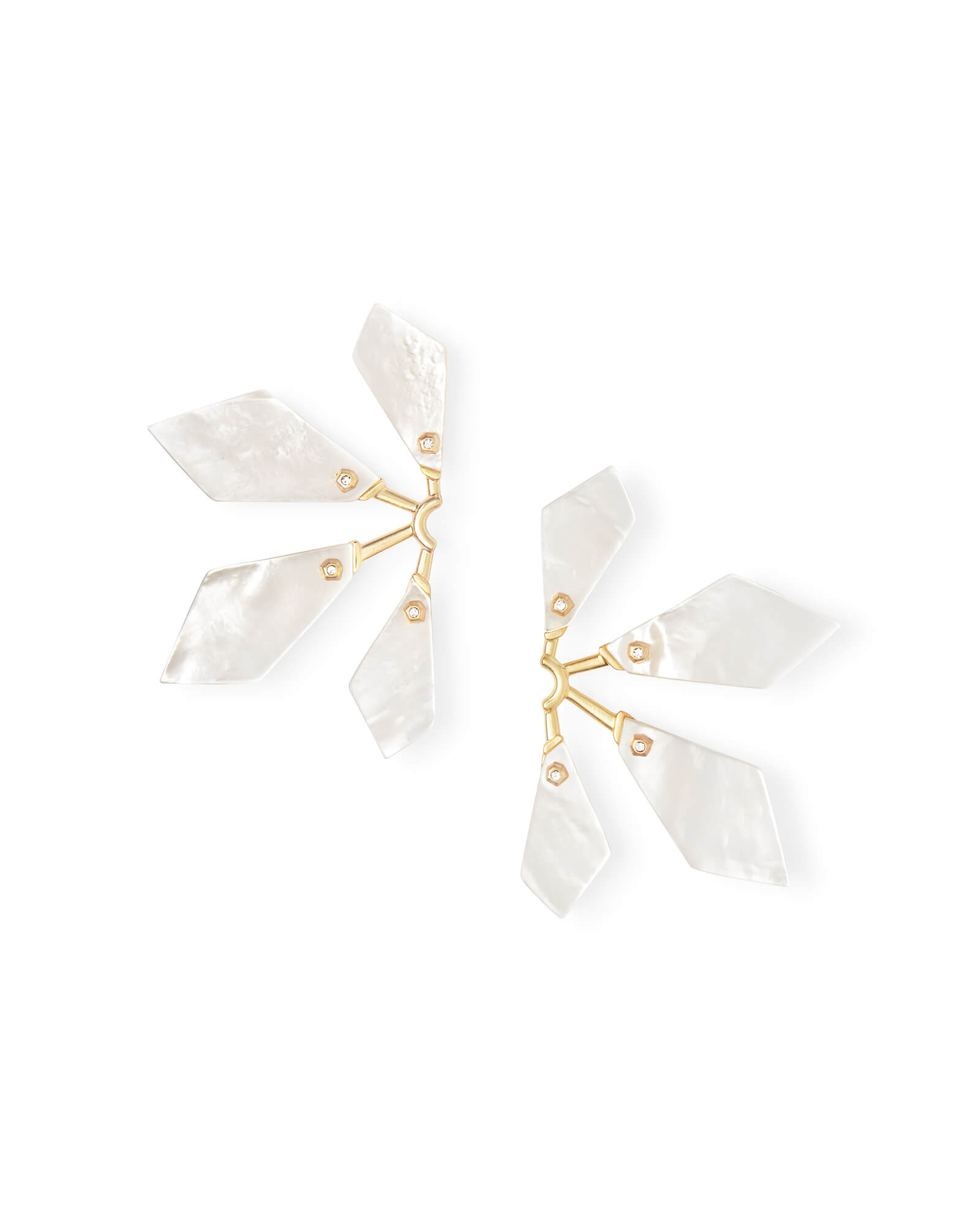 Malika Gold Statement Earrings in Ivory Mother-of-Pearl