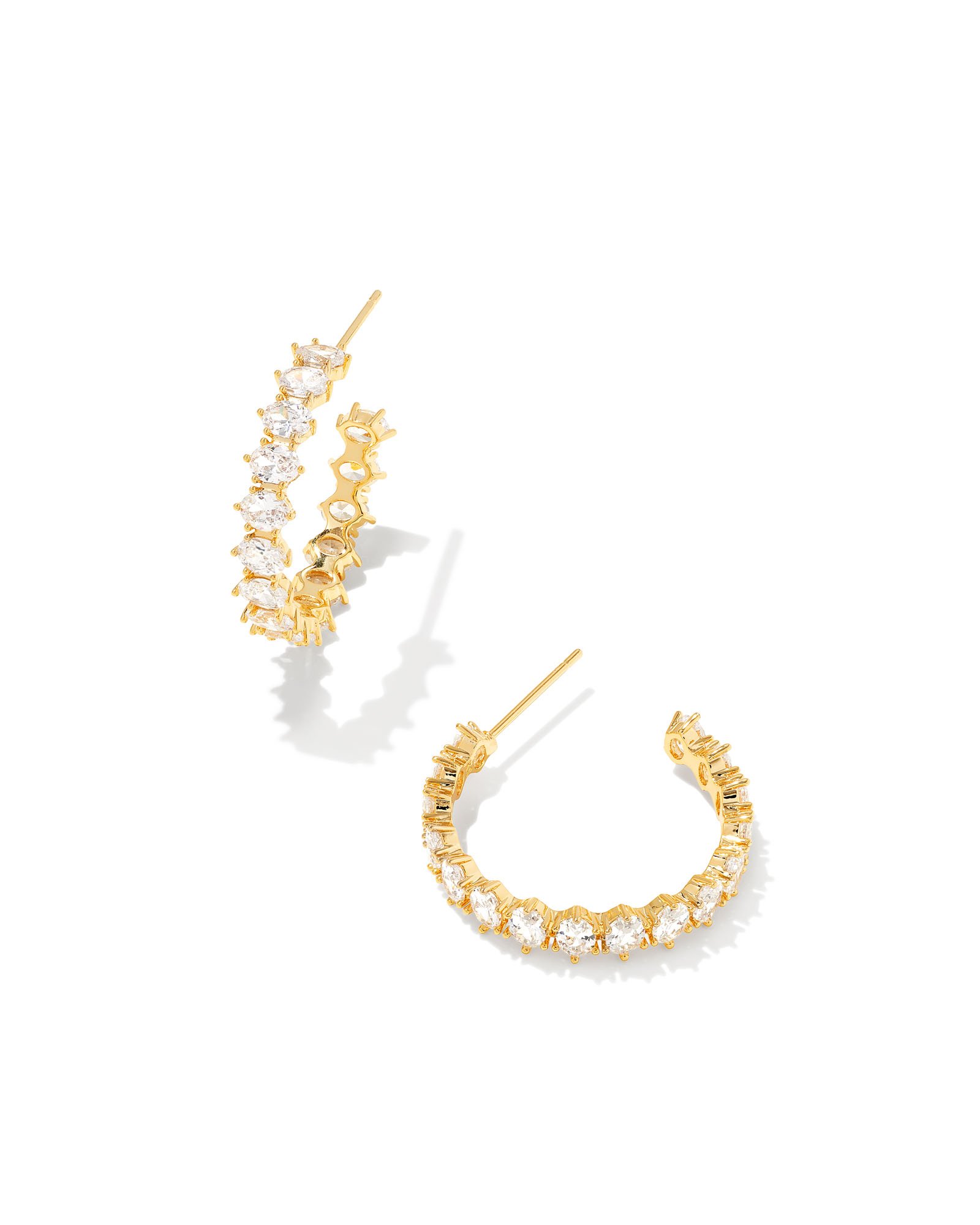 Cailin Gold Crystal Hoop Earrings in White Crystal | Kendra Scott