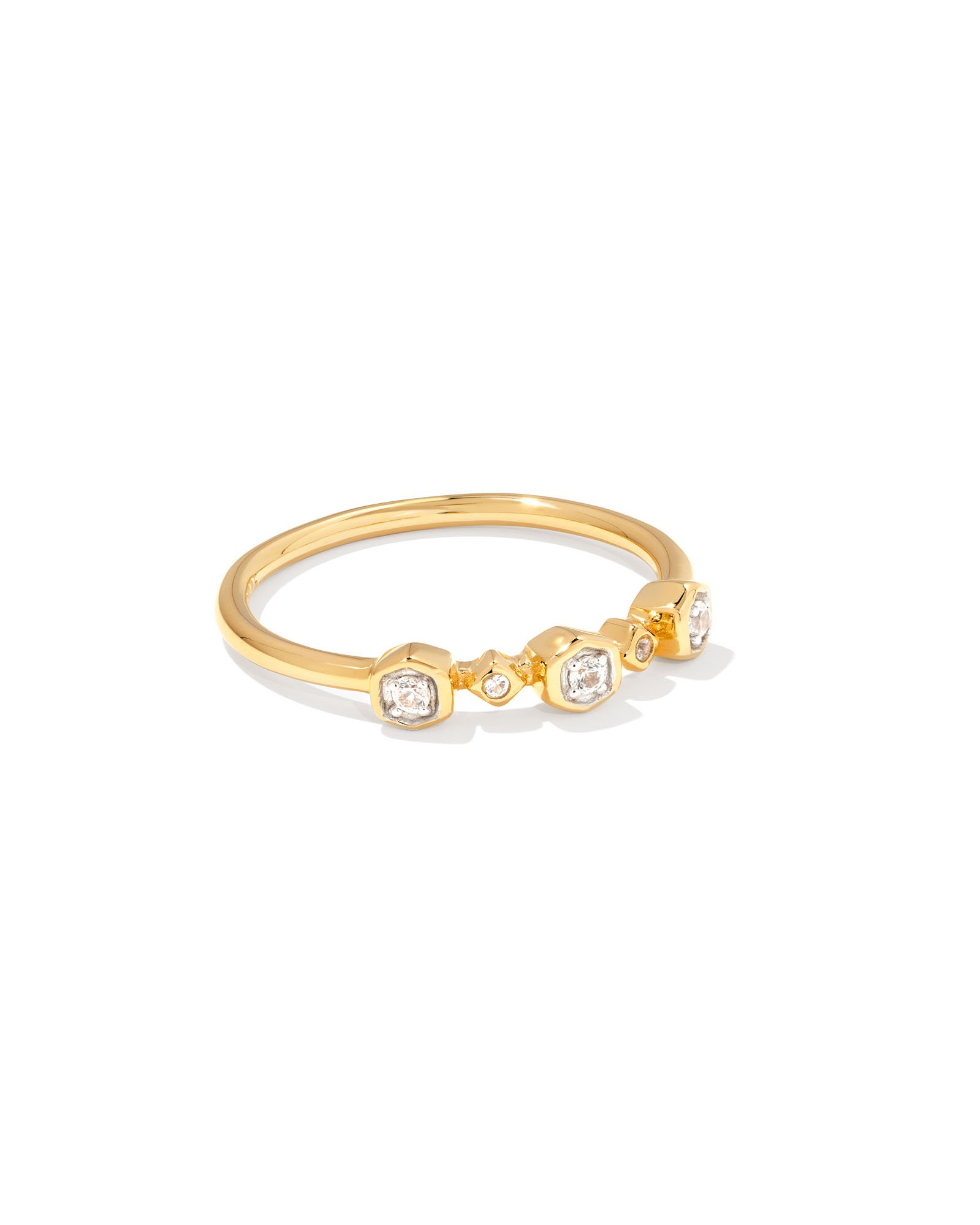 Davie 18k Gold Vermeil Trio Band Ring in White Sapphire Kendra Scott