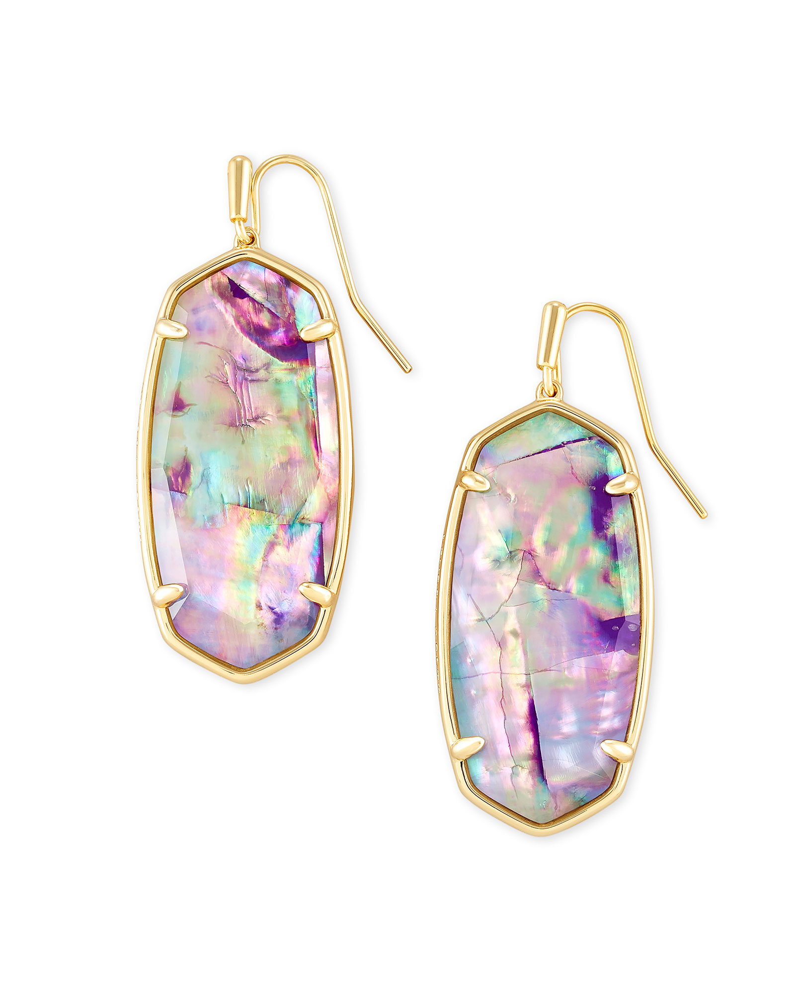 Faceted Elle Gold Drop Earrings in Lilac Abalone | Kendra Scott