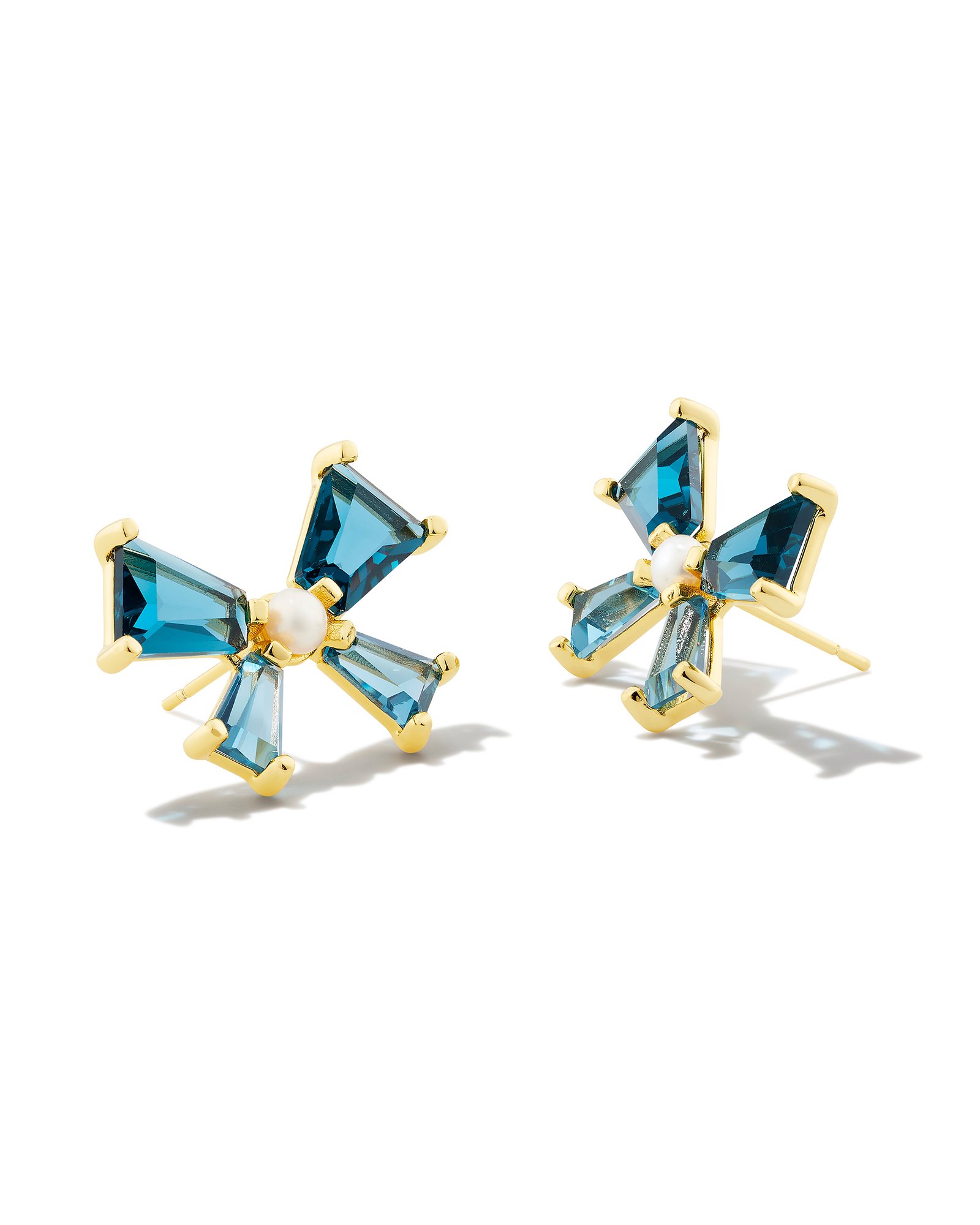 Blair Gold Bow Stud Earrings in Teal Mix Kendra Scott
