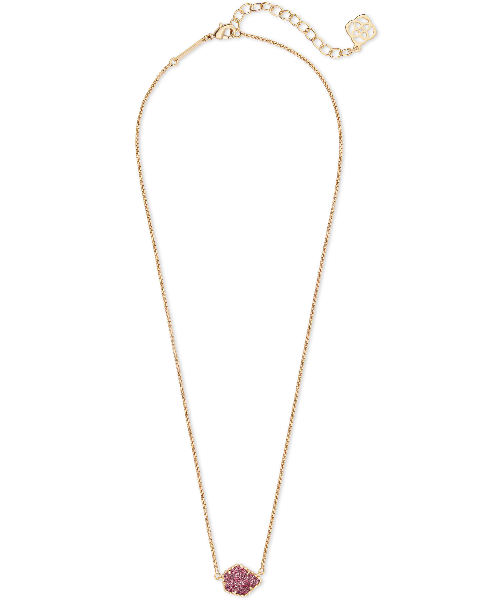 Tess Gold Pendant Necklace in Deep Fuchsia Drusy Kendra Scott