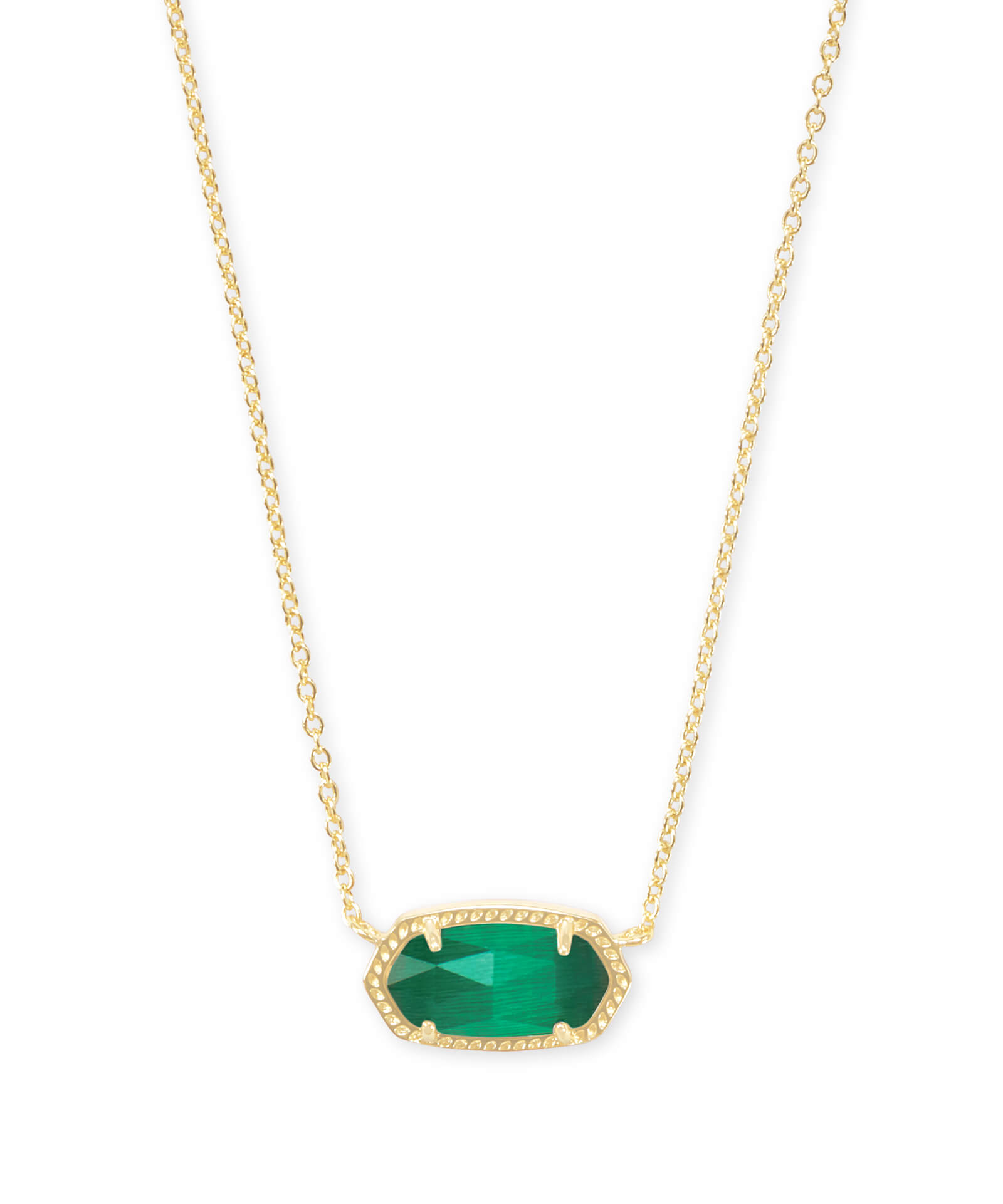 Elisa Gold Pendant Necklace in Emerald Cat's Eye | Kendra Scott