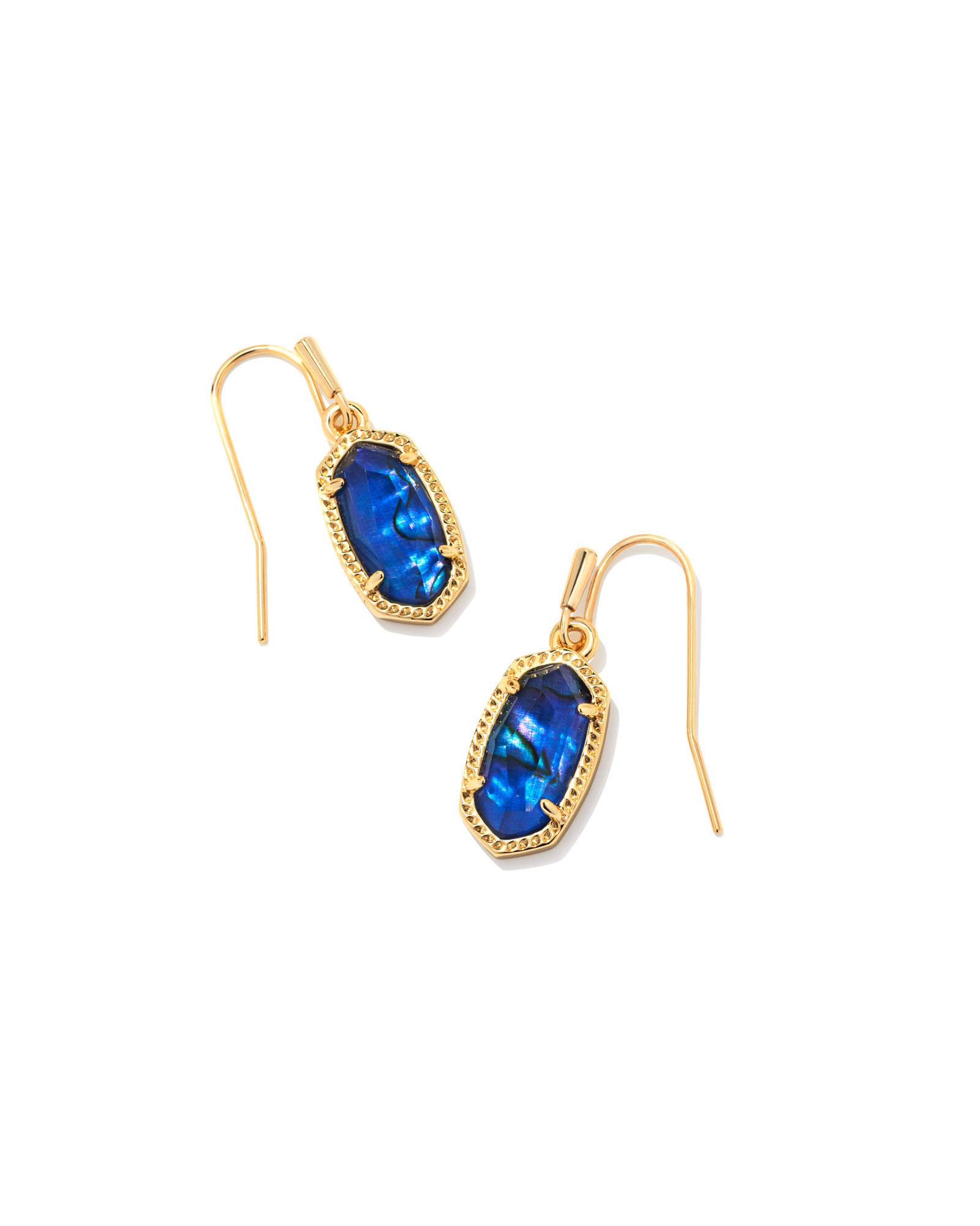 Lee Gold Drop Earrings in Navy Abalone | Kendra Scott