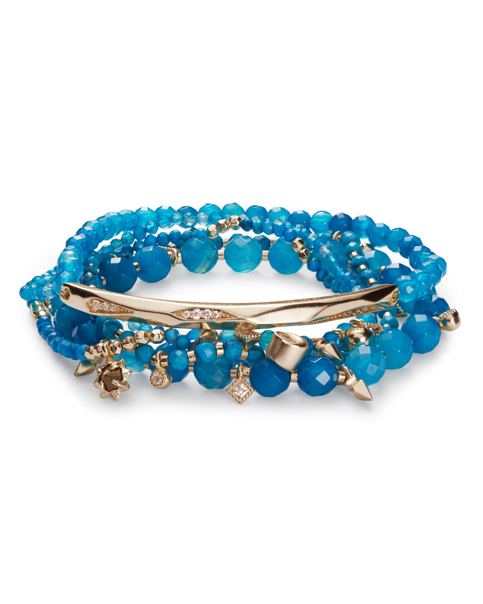 Supak beaded bracelet set in gold kendra scott