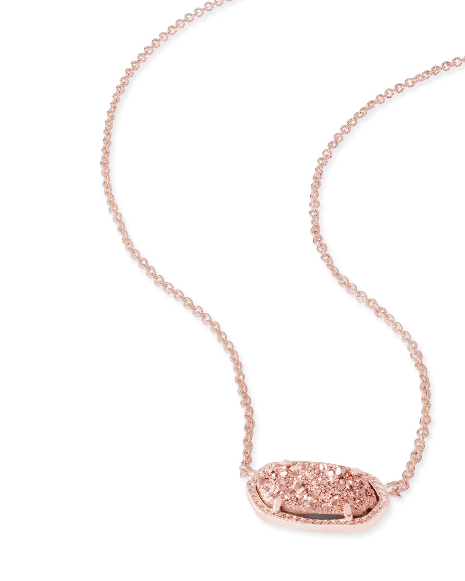 Elisa Rose Gold Pendant Necklace in Rose Drusy Kendra Scott