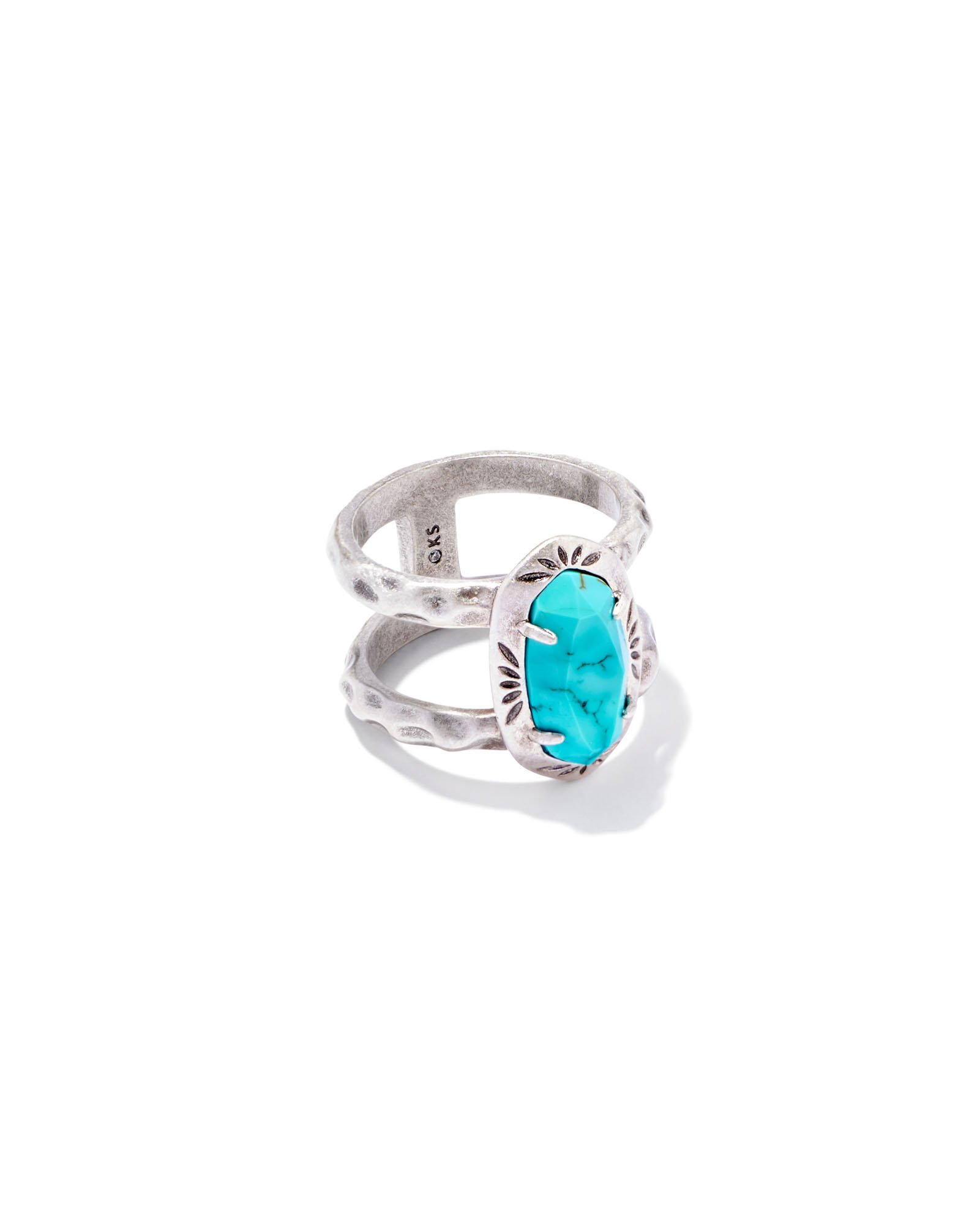 kendra scott elyse etch frame band ring vintage silver variegated turquoise magnesite 00